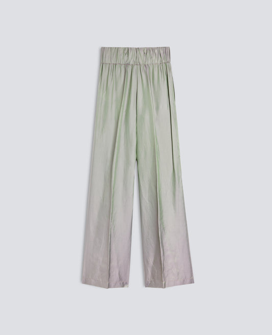 PANTALONE IN SAGLIA ACETATO VISCOSA CANGIANTE-VERDE-GREEN-VERDE-GRUN-VERT