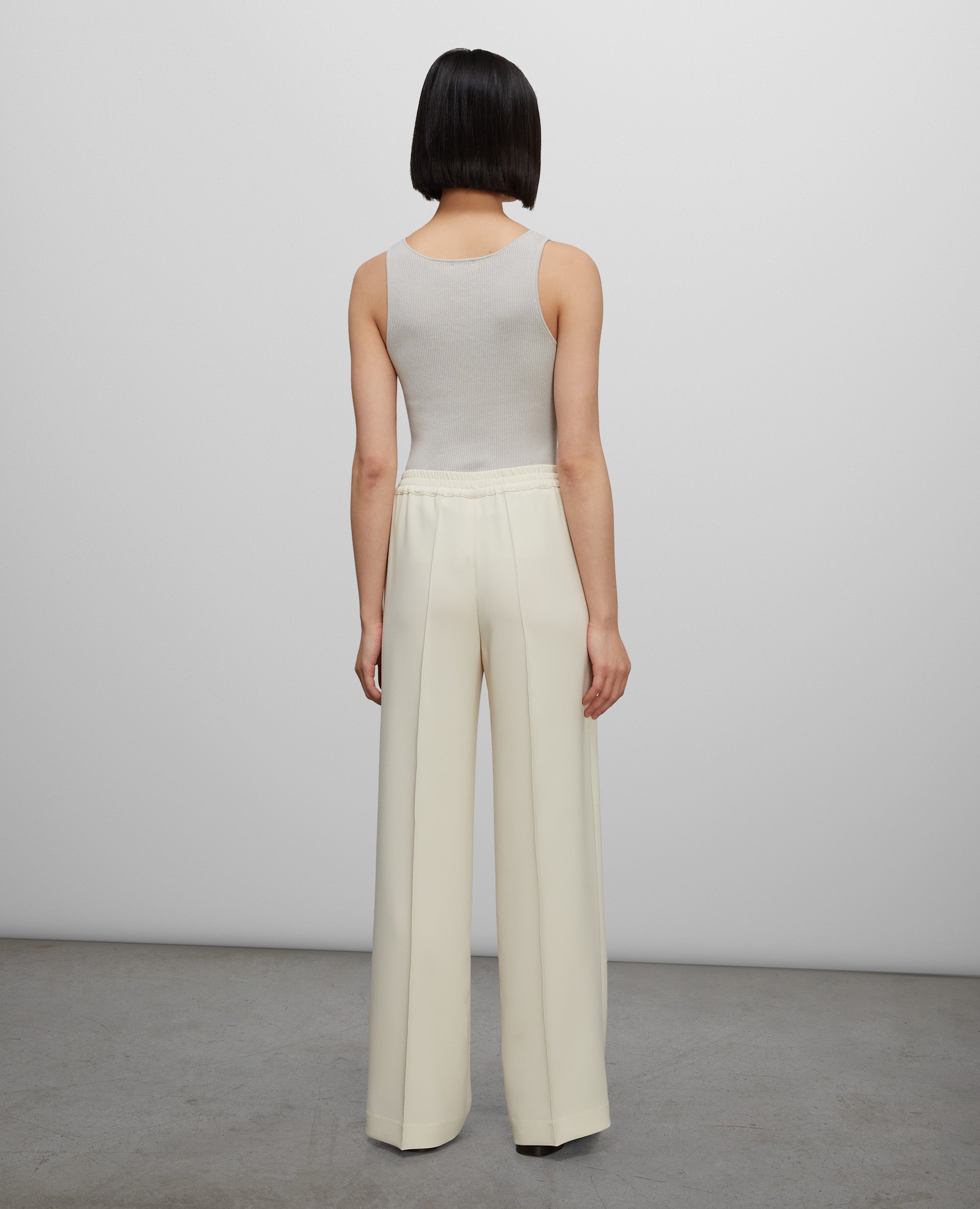 PANTALONE IN CRÊPE CADY DI TRIACETATO-NATURALE-NATURAL-NATURAL-NATURLICH-NATUREL