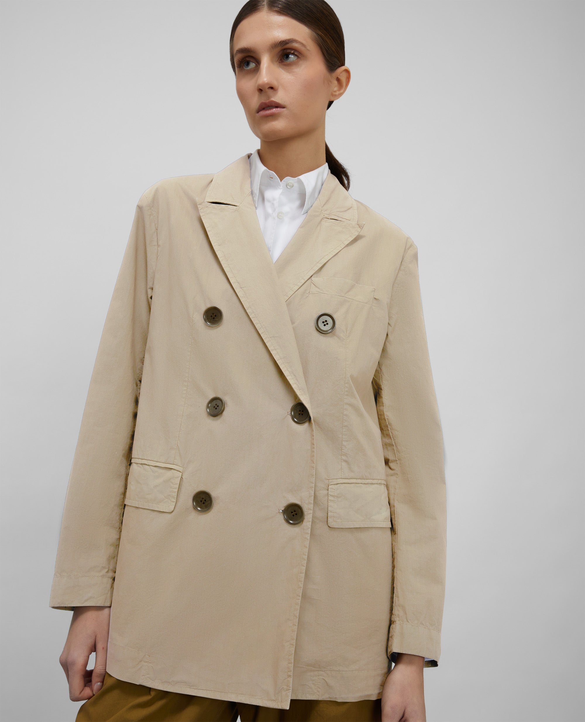 CABAN DOPPIOPETTO IN POPELINE DI COTONE-COLONIALE-COLONIAL BEIGE-COLONIAL-KOLONIALBEIGE-COLONIAL