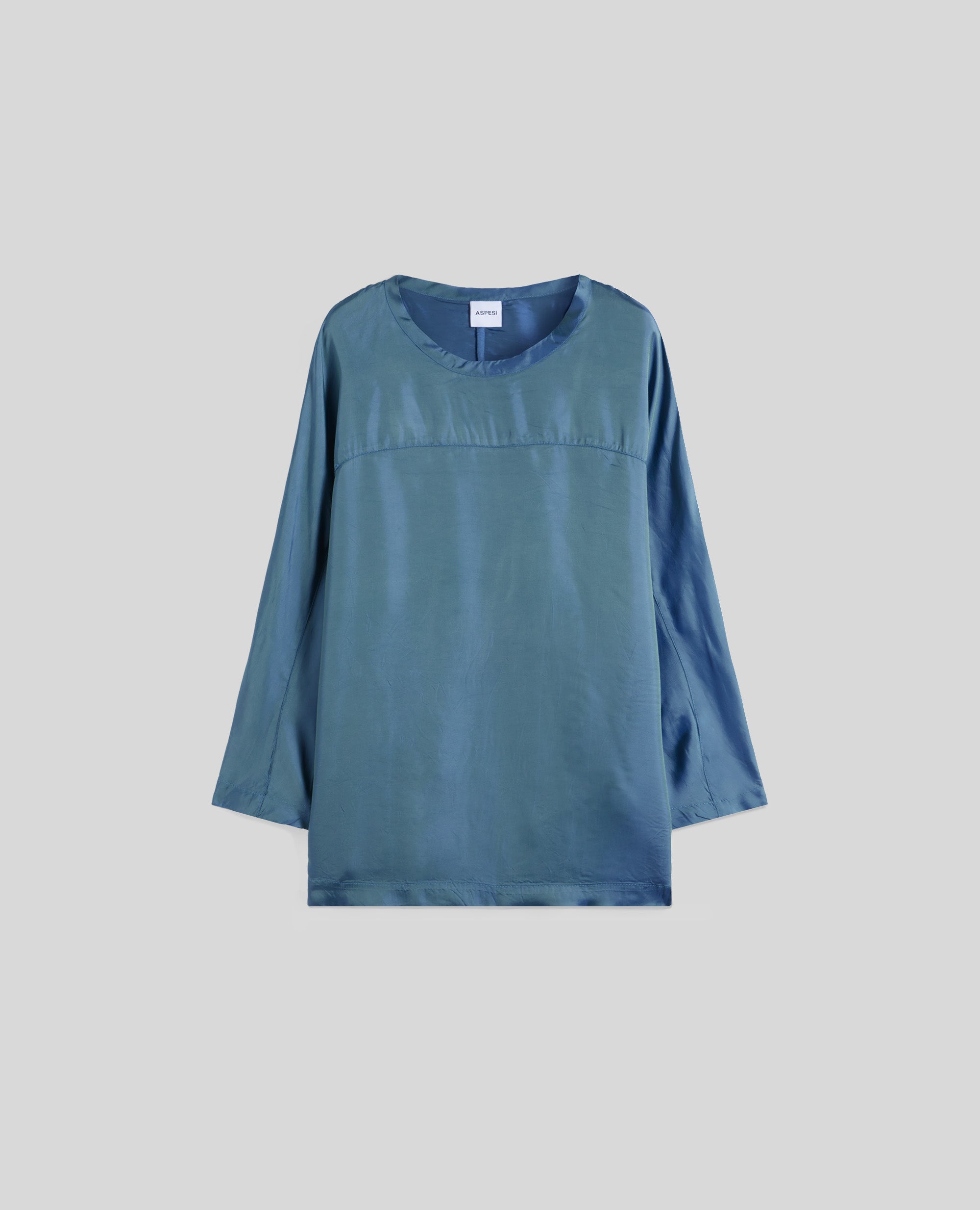 TOP IN SAGLIA DI ACETATO E VISCOSA-AZZURRO-SKY BLUE-AZUL CLARO-HIMMELBLAU-BLEU CIEL