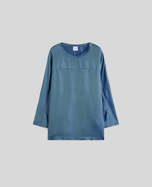 TOP IN SAGLIA DI ACETATO E VISCOSA-AZZURRO-SKY BLUE-AZUL CLARO-HIMMELBLAU-BLEU CIEL