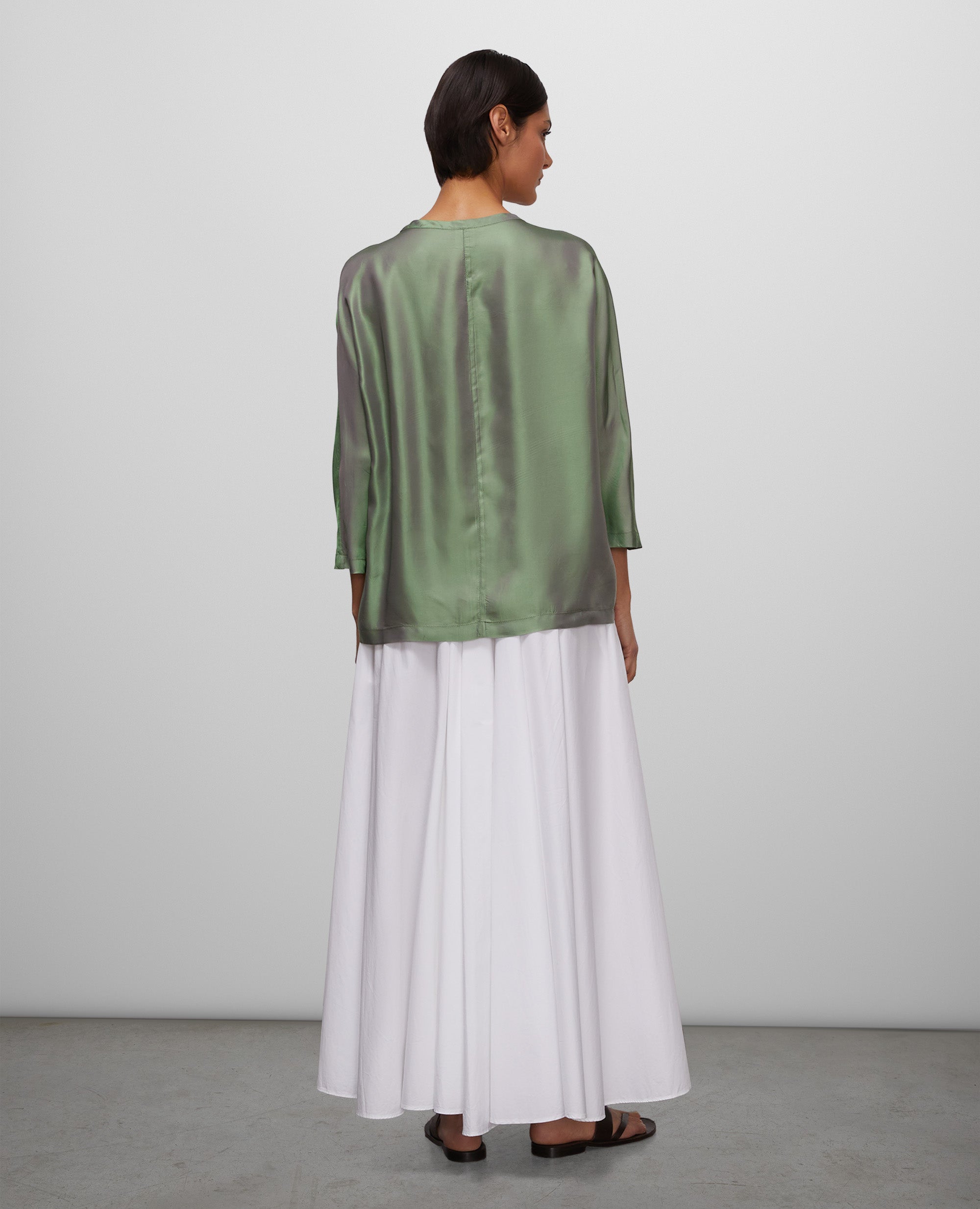 TOP IN SAGLIA DI ACETATO E VISCOSA-VERDE-GREEN-VERDE-GRUN-VERT