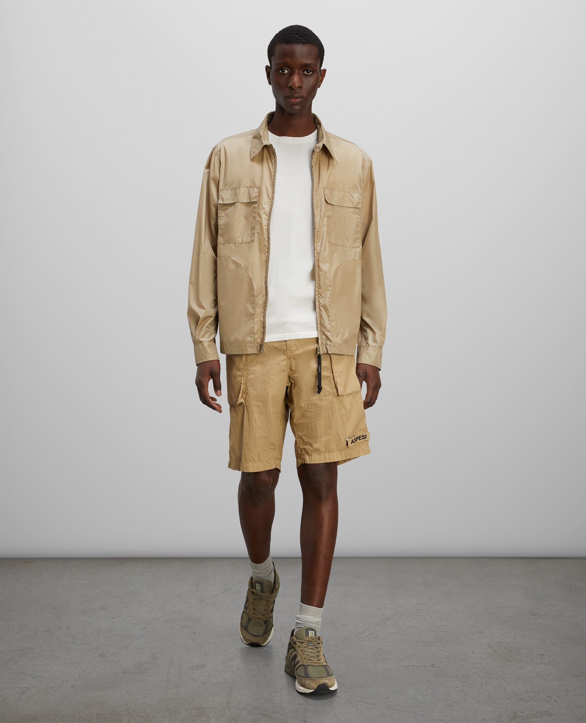 CAMICIA IN NYLON RICICLATO-BEIGE-BEIGE-BEIS-BEIGE-BEIGE