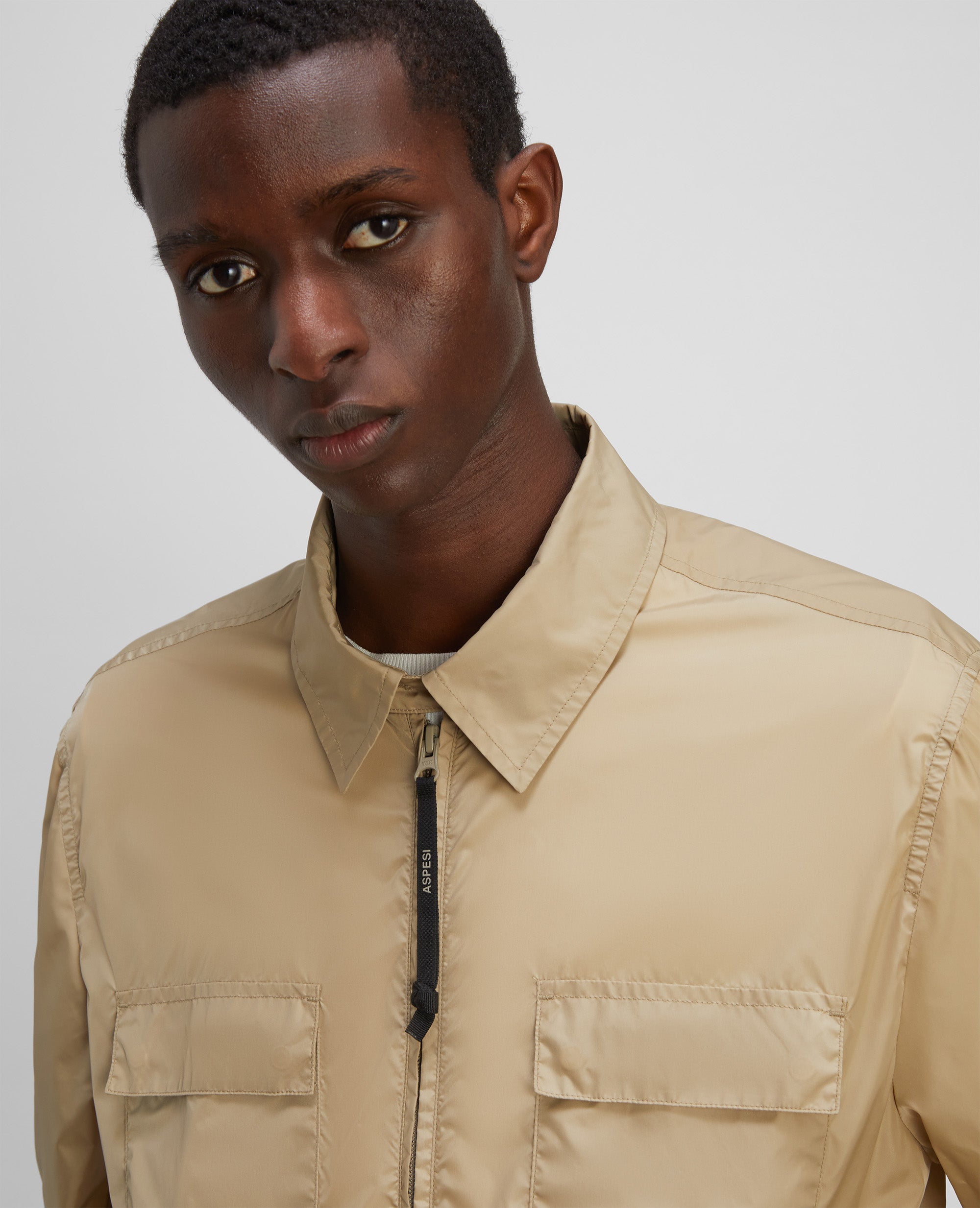 CAMICIA IN NYLON RICICLATO-BEIGE-BEIGE-BEIS-BEIGE-BEIGE