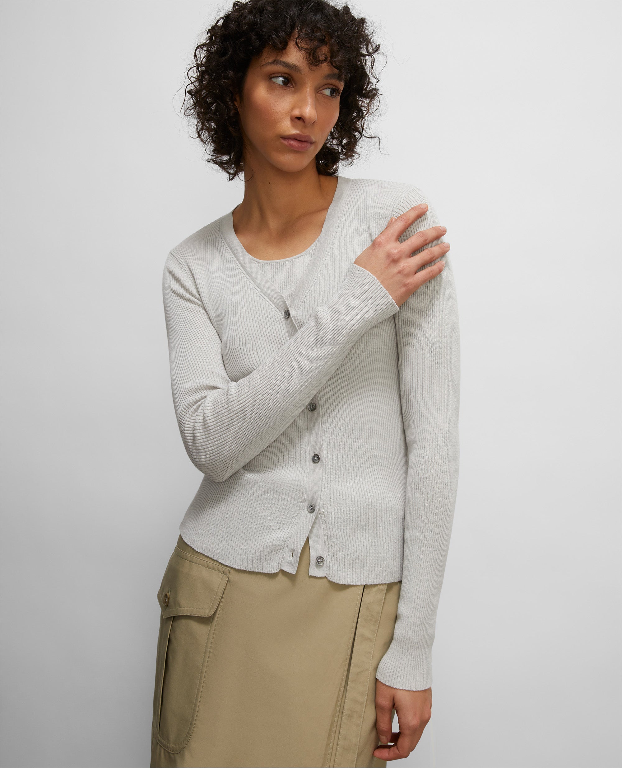 CARDIGAN IN COTONE-GRIGIO-GREY-GRIS-GRAU-GRIS