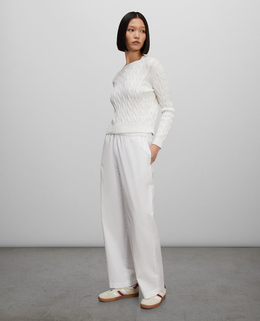 MAGLIA GIROCOLLO IN COTONE ORGANICO-BIANCO-WHITE-BLANCO-WEISS-BLANC