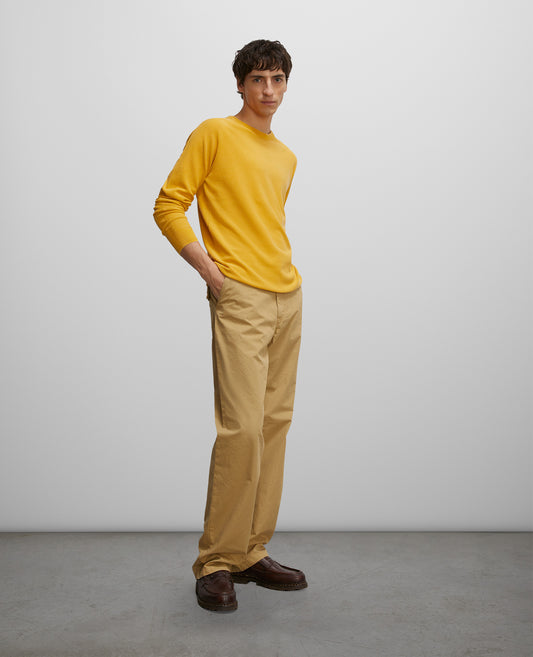 MAGLIA GIROCOLLO IN COTONE-GIALLO-YELLOW-AMARILLO-GELB-JAUNE