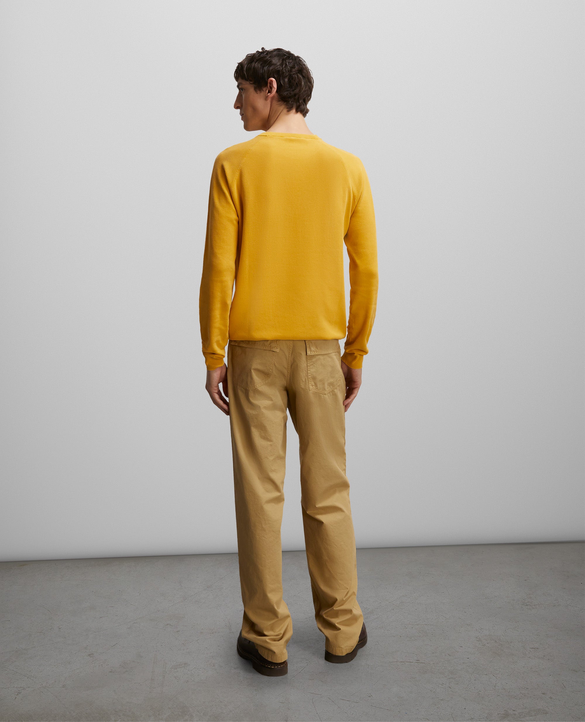 MAGLIA GIROCOLLO IN COTONE-GIALLO-YELLOW-AMARILLO-GELB-JAUNE