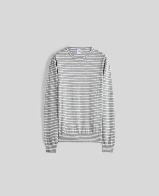 MAGLIA GIROCOLLO IN MISTO COTONE-RIGA BIANCA-RIGA BIANCA-RIGA BIANCA-RIGA BIANCA-RIGA BIANCA