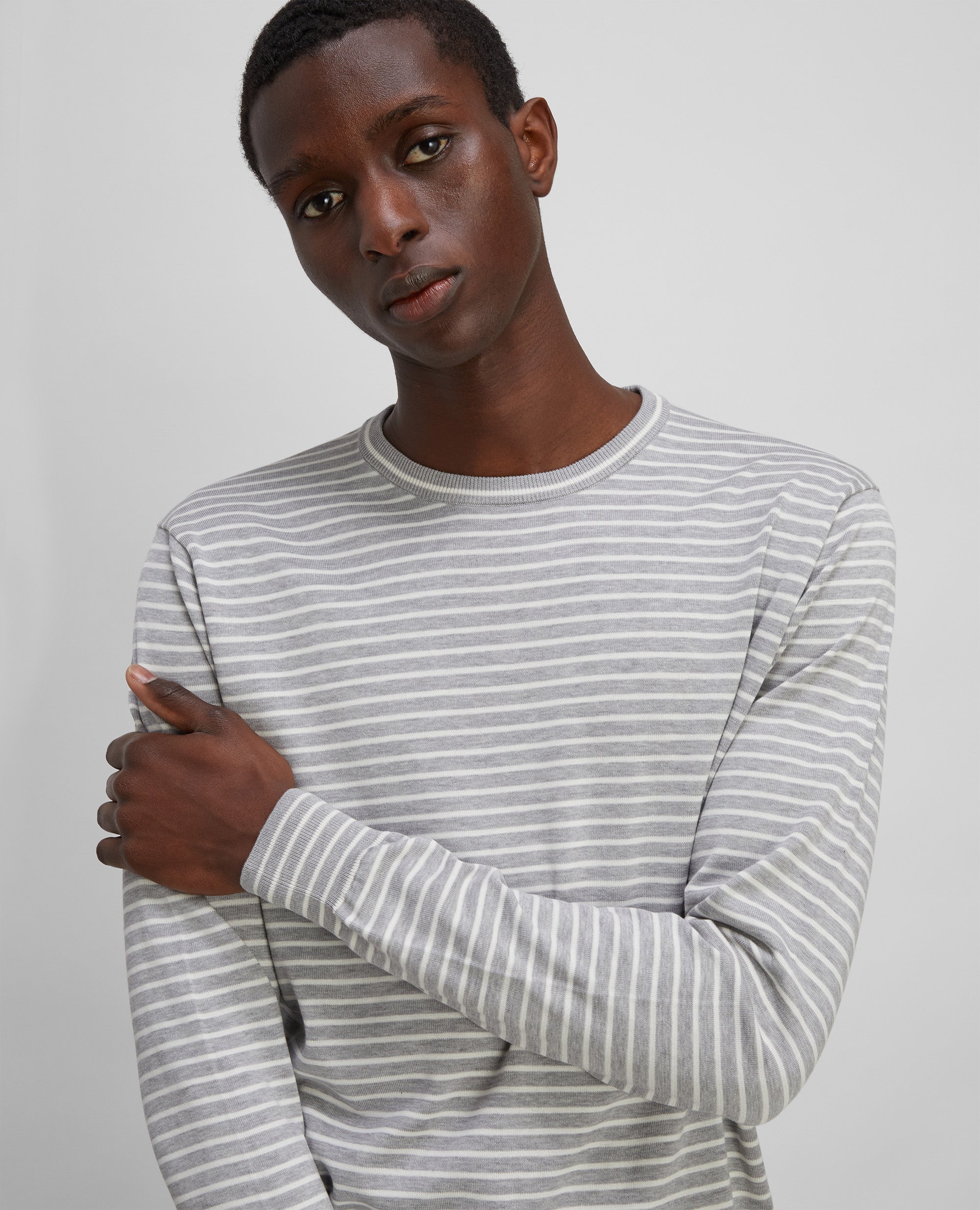 MAGLIA GIROCOLLO IN MISTO COTONE-RIGA BIANCA-RIGA BIANCA-RIGA BIANCA-RIGA BIANCA-RIGA BIANCA