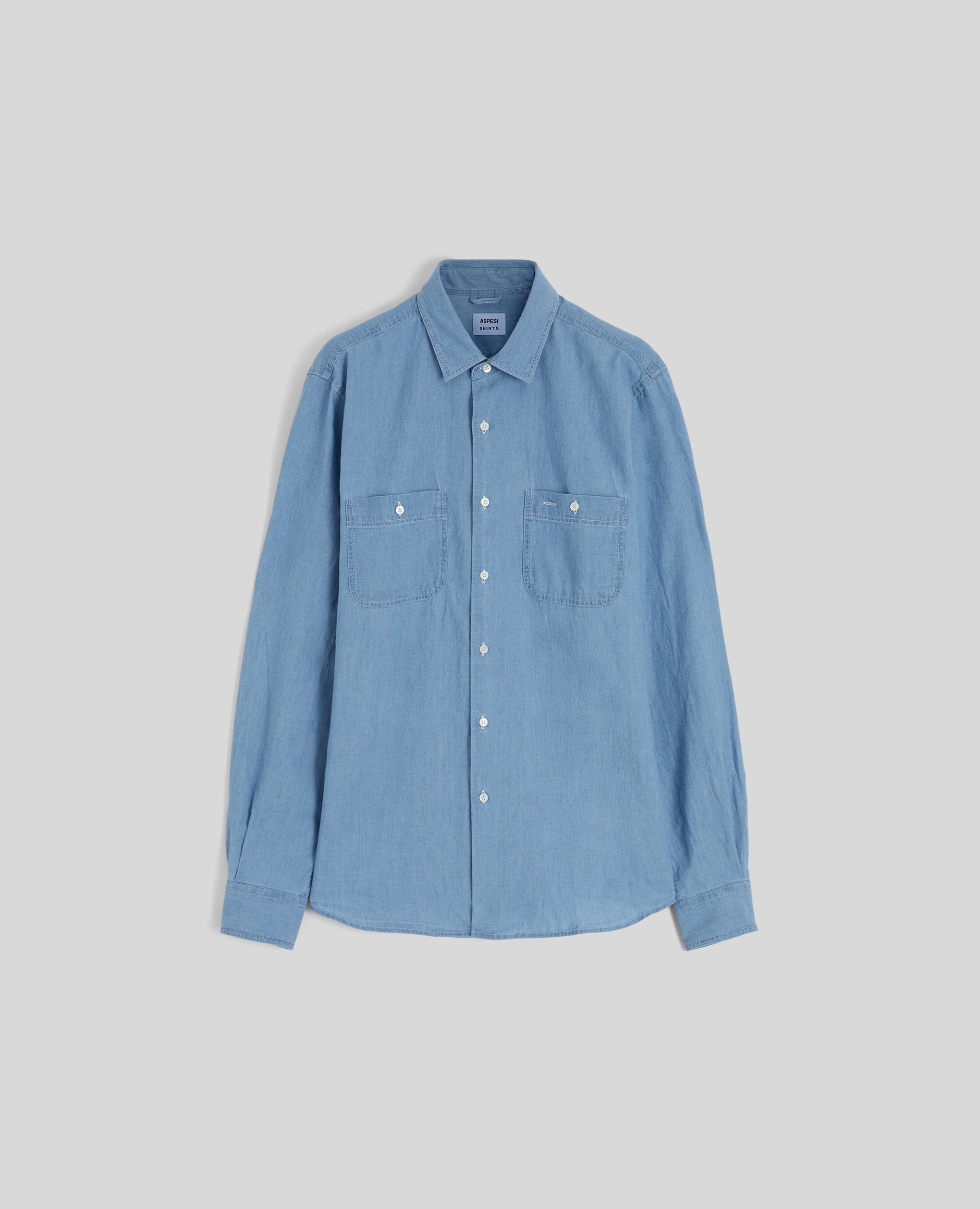 【SATIIIZ】Aaron Raw Edge Denim Shirt Men's Denim Clothing: jacket, jeans, shirt - ASPESI