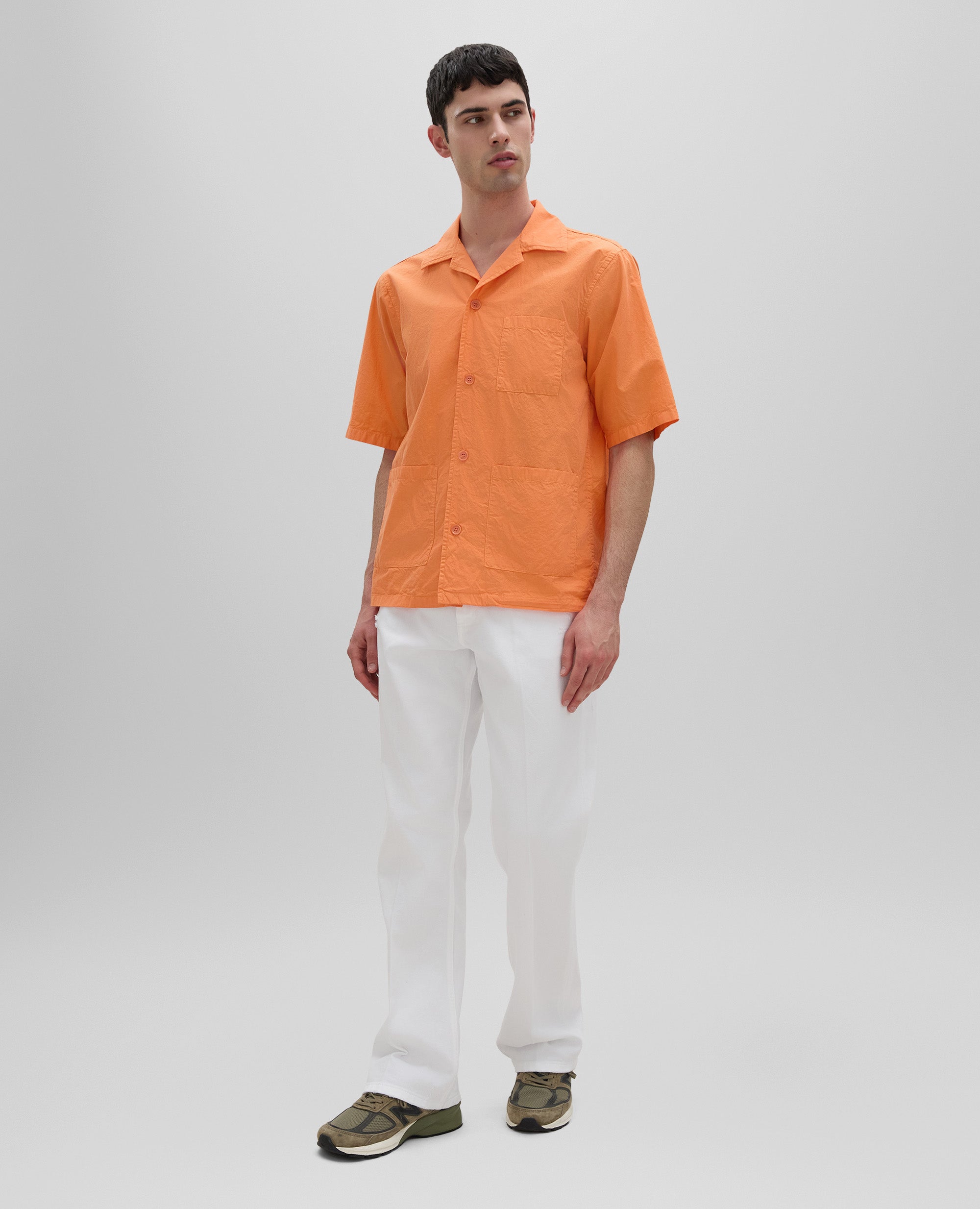 Tシャツ・カットソー ASPESI SHORT SLEEVES BOWLING SHIRT (S5 Q M084 3371 01045) Cotton poplin bowling shirt – ASPESI