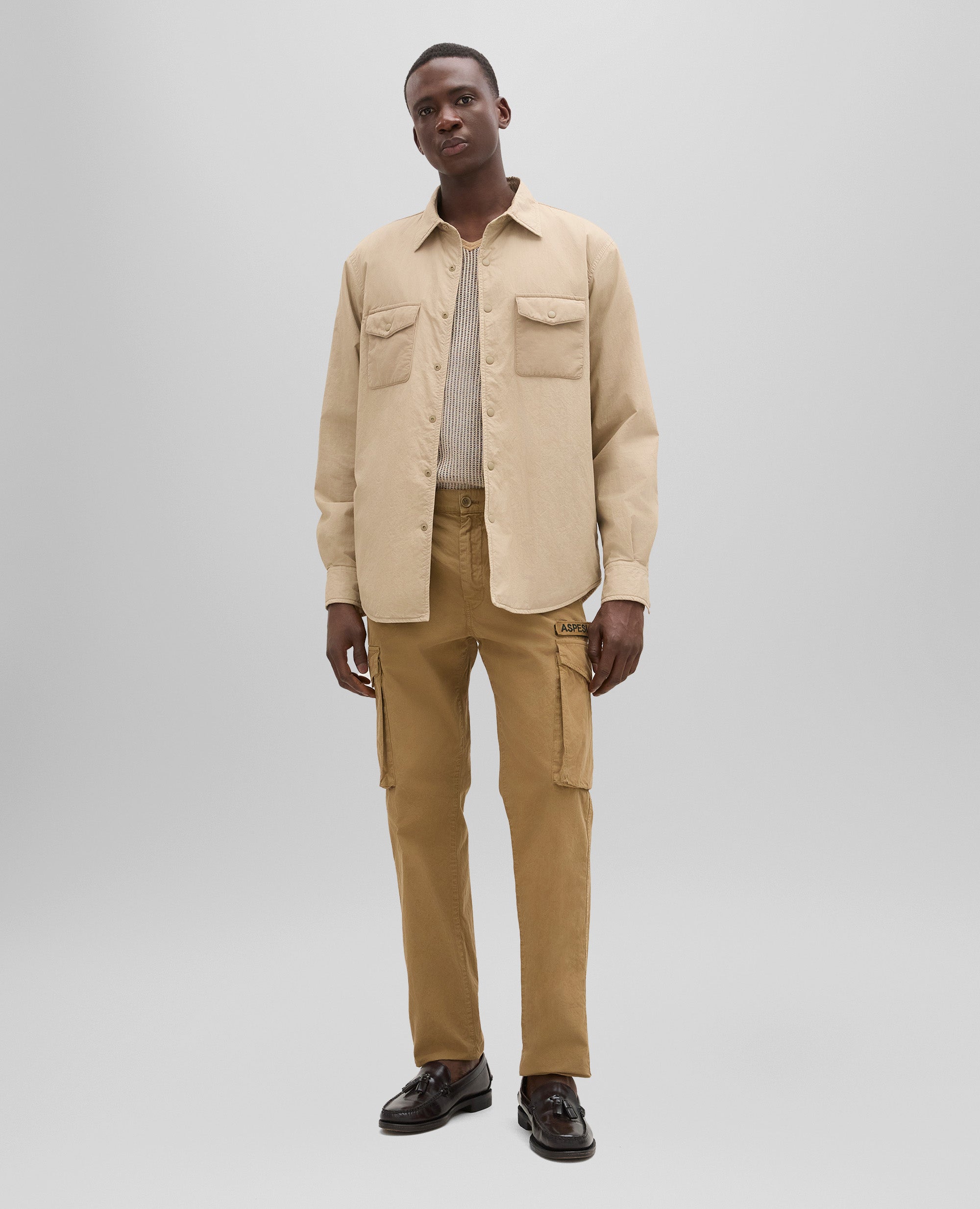 CAMICIA 13 PIU IN POPELINE DI COTONE-SABBIA-SAND-ARENA-SAND-SABLE