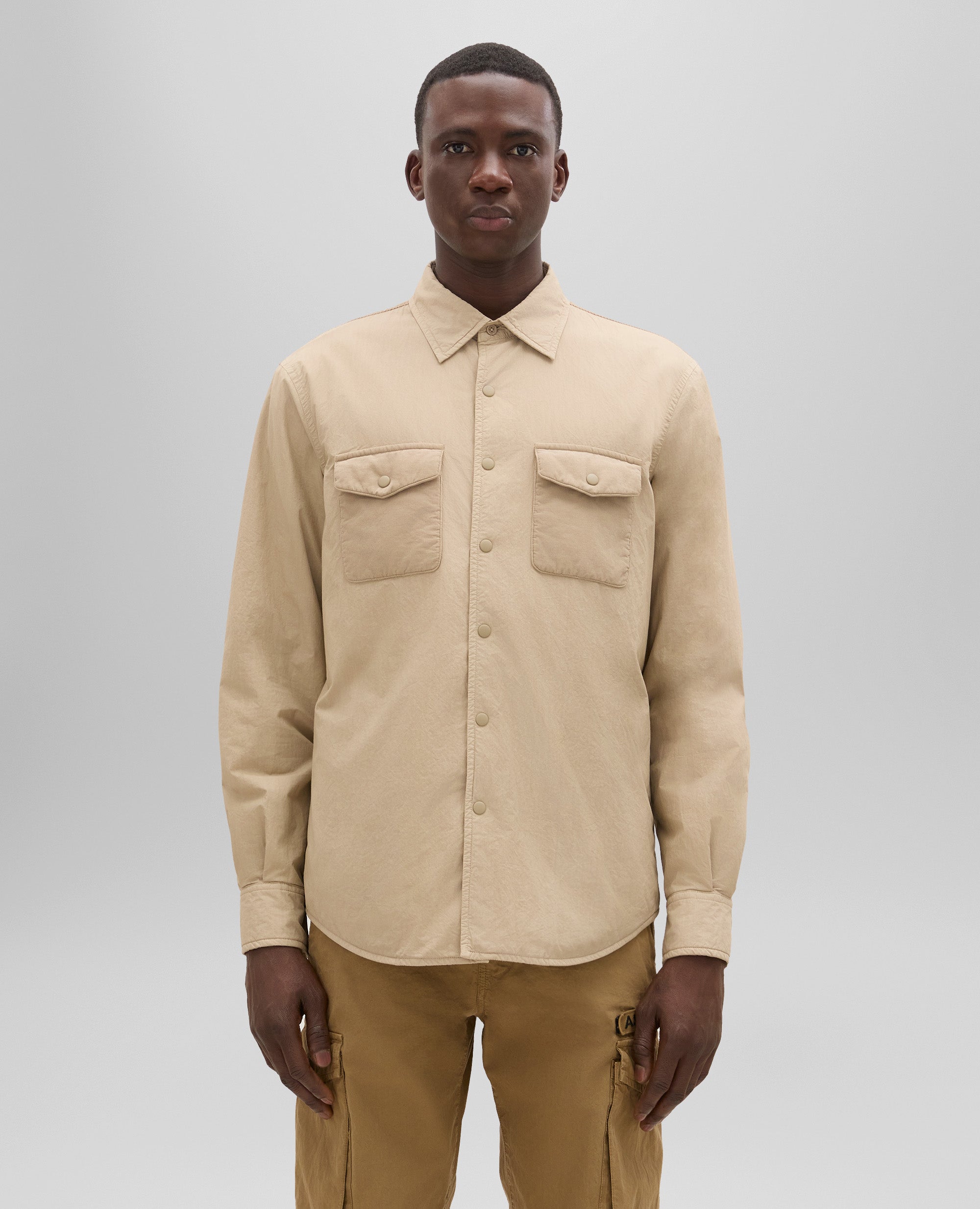 CAMICIA 13 PIU IN POPELINE DI COTONE-SABBIA-SAND-ARENA-SAND-SABLE