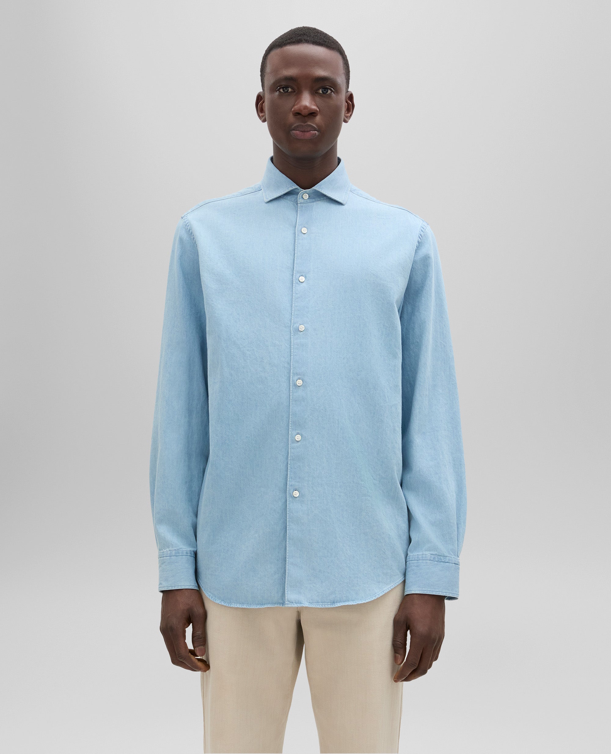 ASPESI シャンフレマイクロツイルシャツ CE33L069 10122 Chambray micro-twill vic shirt – ASPESI