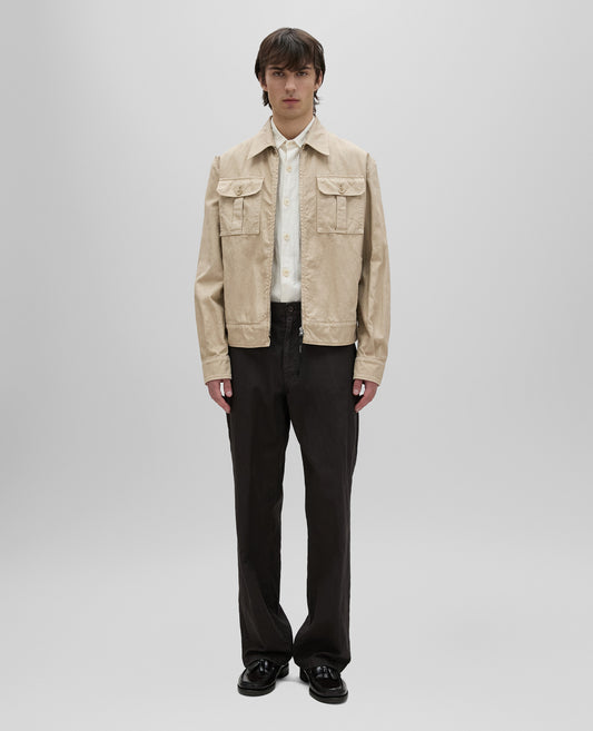 PANTALON LAB EN TOILE RUSTIQUE DE COTON ET DE LIN - MARRON - ASPESI