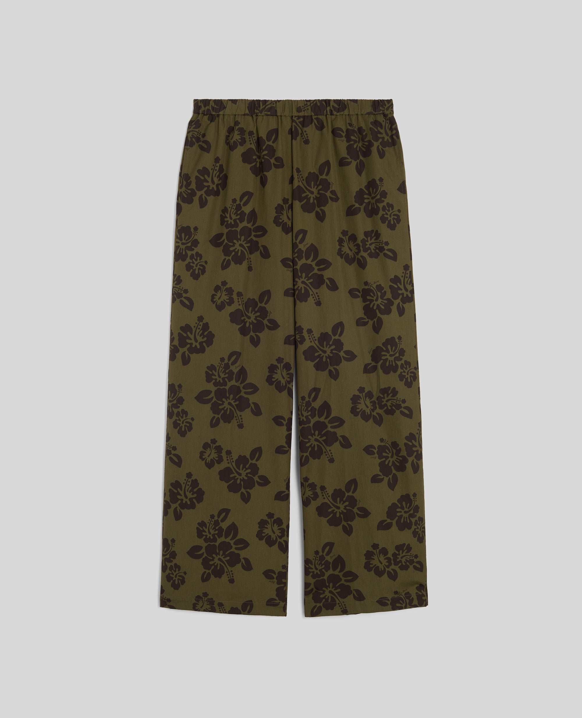 PANTALONE IN POPELINE CON STAMPA HIBISCUS-FIORE MILITARE-FIORE MILITARE-FIORE MILITARE-FIORE MILITARE-FIORE MILITARE