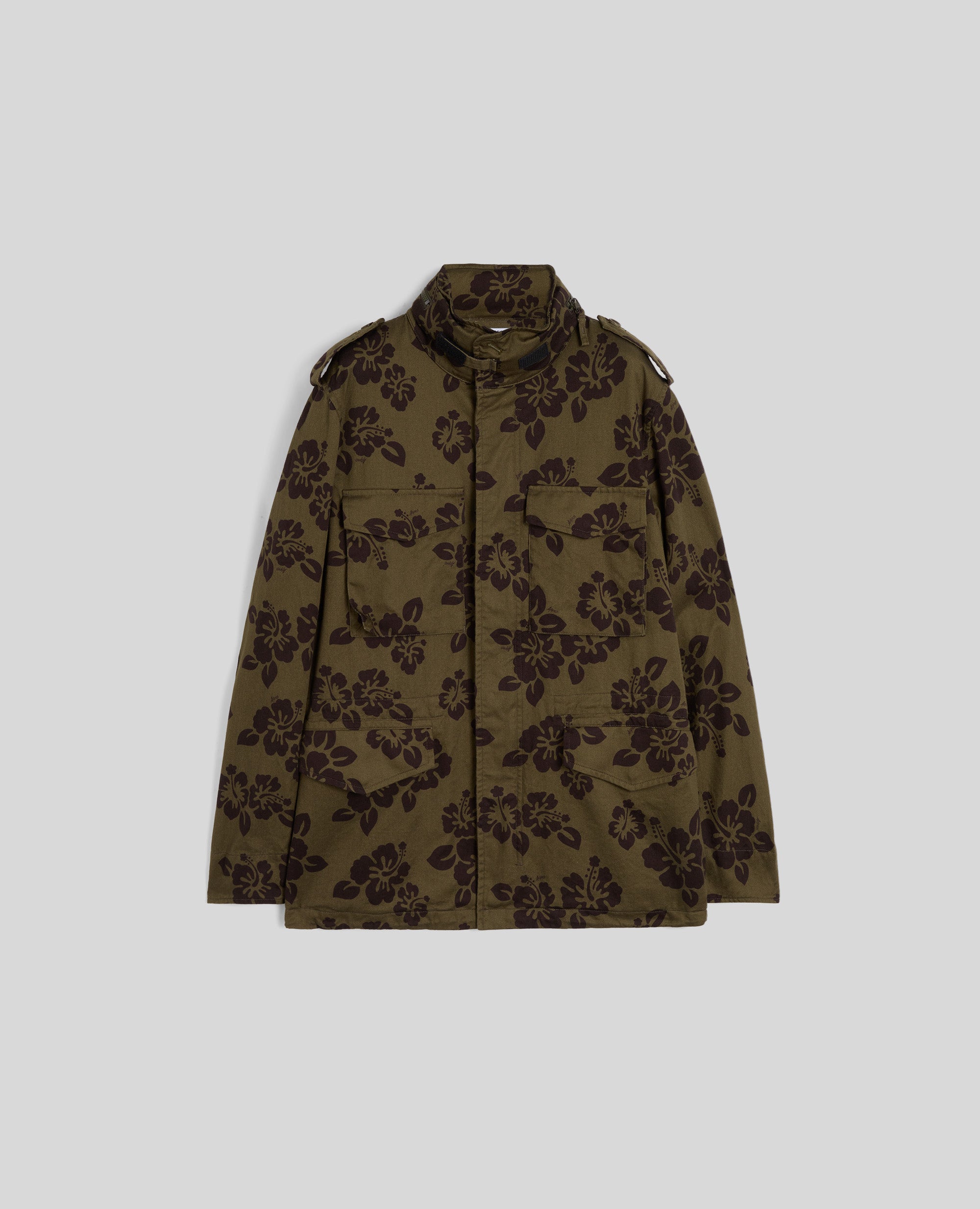 MINI FIELD JACKET CON STAMPA HIBISCUS-FIORE MILITARE-FIORE MILITARE-FIORE MILITARE-FIORE MILITARE-FIORE MILITARE