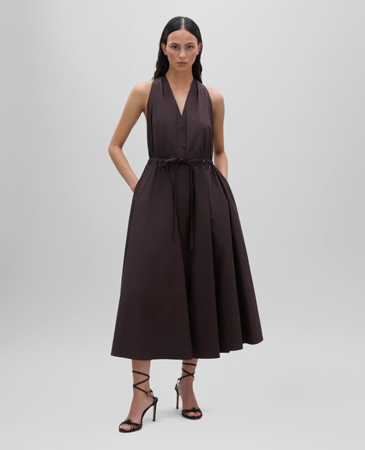 ABITO IN POPELINE DI COTONE-MARRONE-BROWN-MARR¢N-BRAUN-MARRON