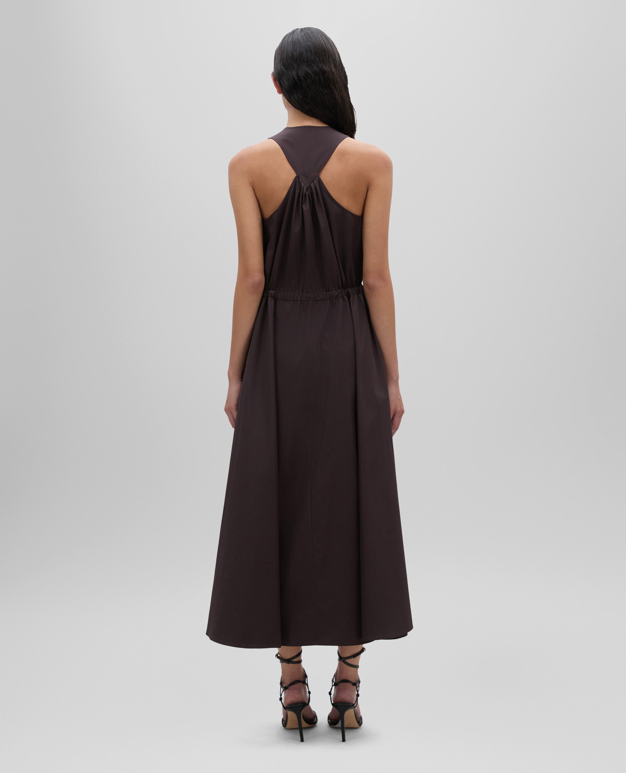 ABITO IN POPELINE DI COTONE-MARRONE-BROWN-MARR¢N-BRAUN-MARRON