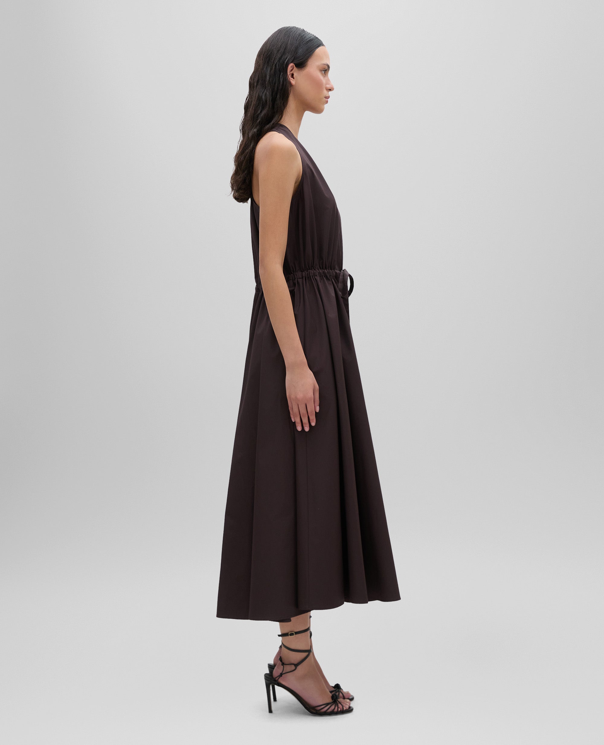 ABITO IN POPELINE DI COTONE-MARRONE-BROWN-MARR¢N-BRAUN-MARRON