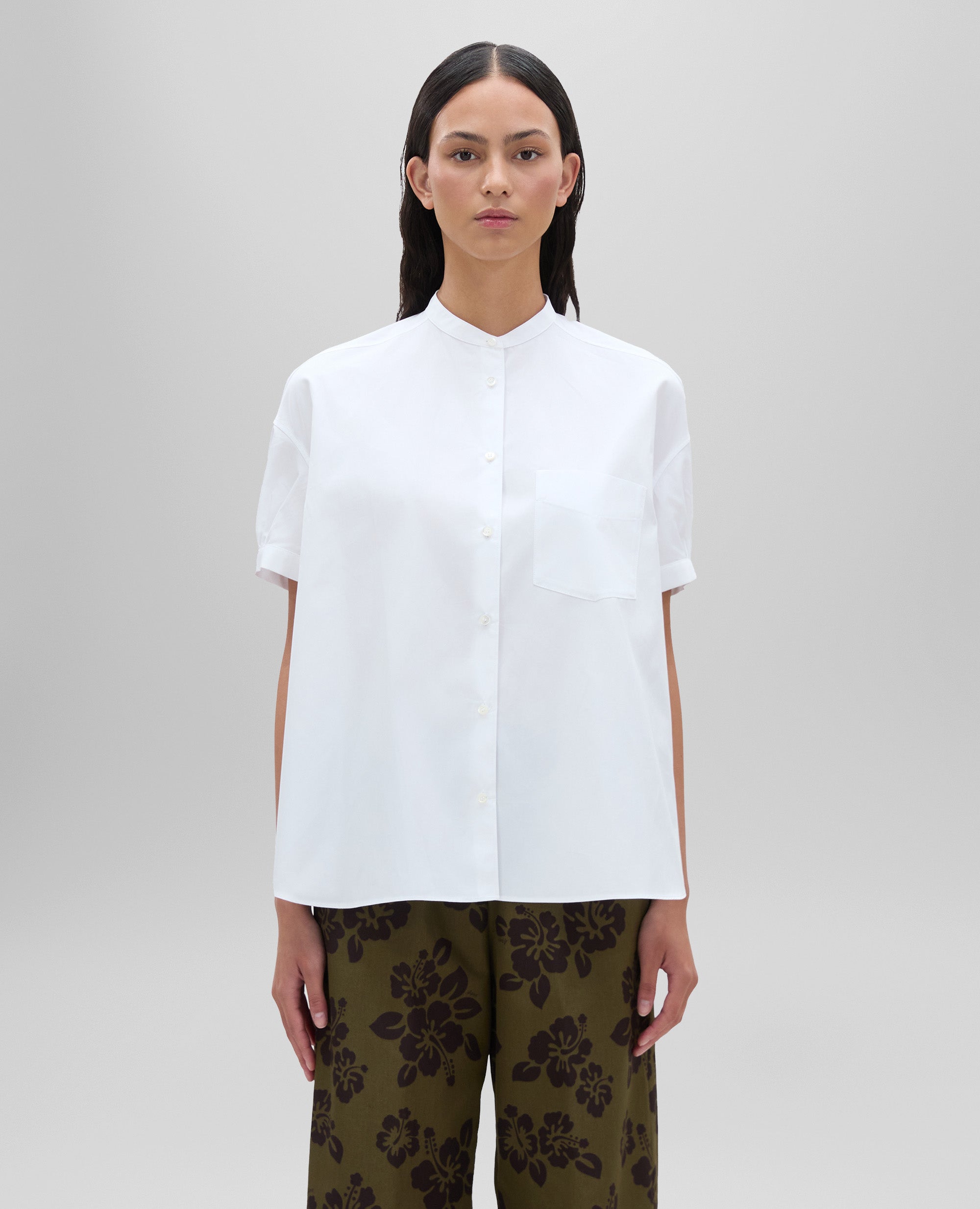 トップス Gajess ArabesqueLongTshirt 36 white Short-sleeved poplin shirt – ASPESI