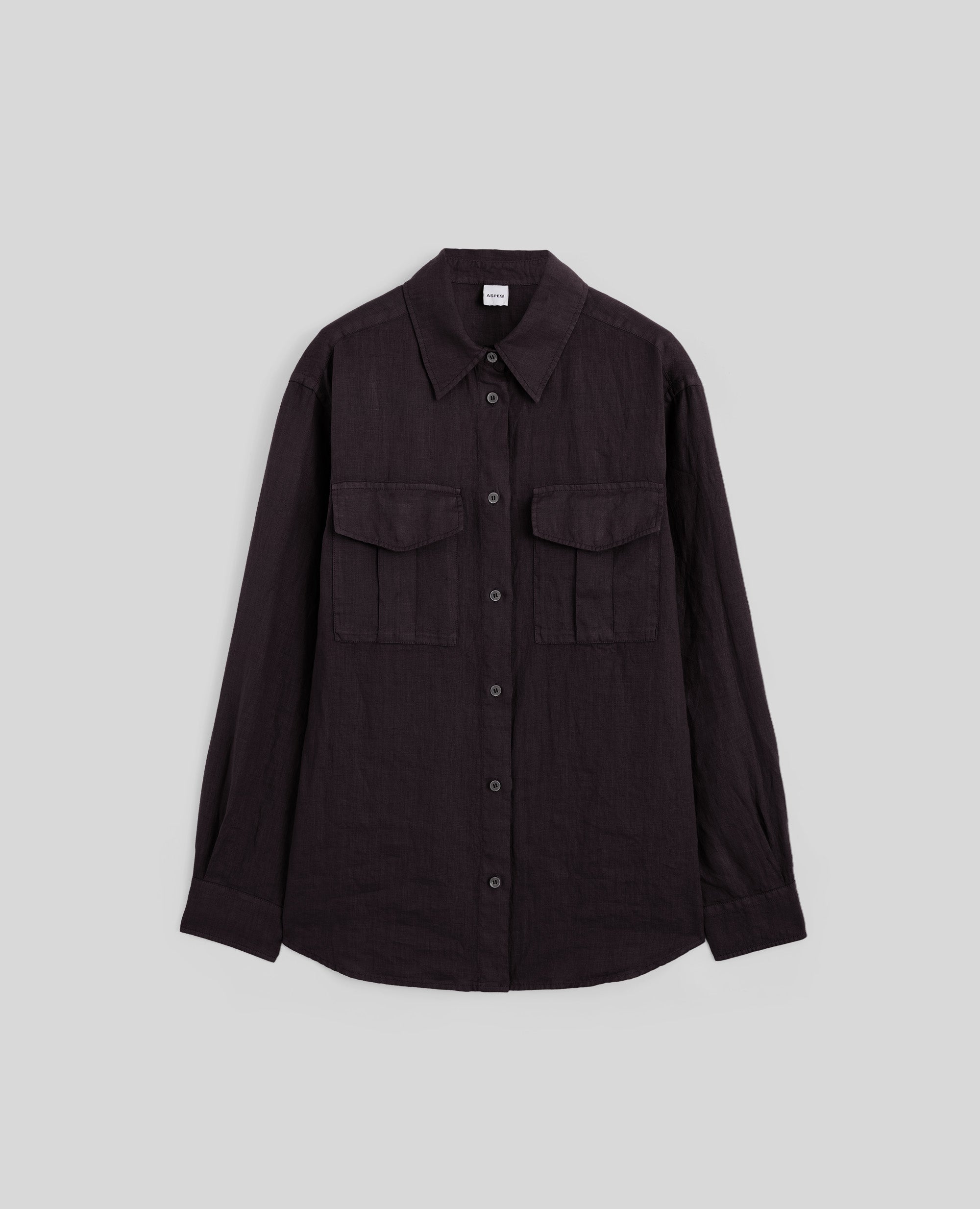 CAMICIA IN LINO-MARRONE-BROWN-MARR¢N-BRAUN-MARRON