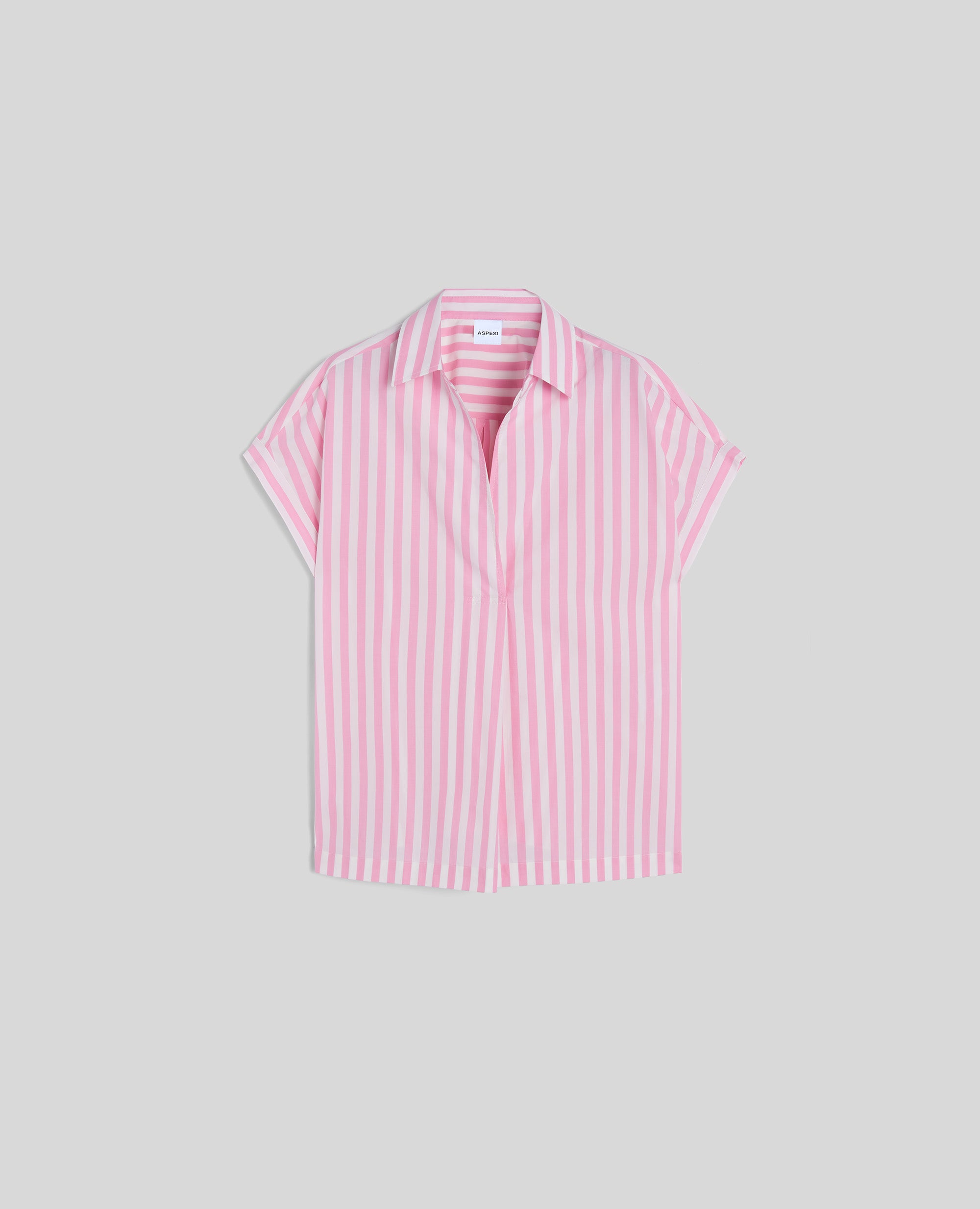 TOP IN POPELINE DI COTONE A RIGHE-RIGA ROSA-PINK STRIPED-RAYA ROSA-STREIFEN ROSA-RAYURE ROSE