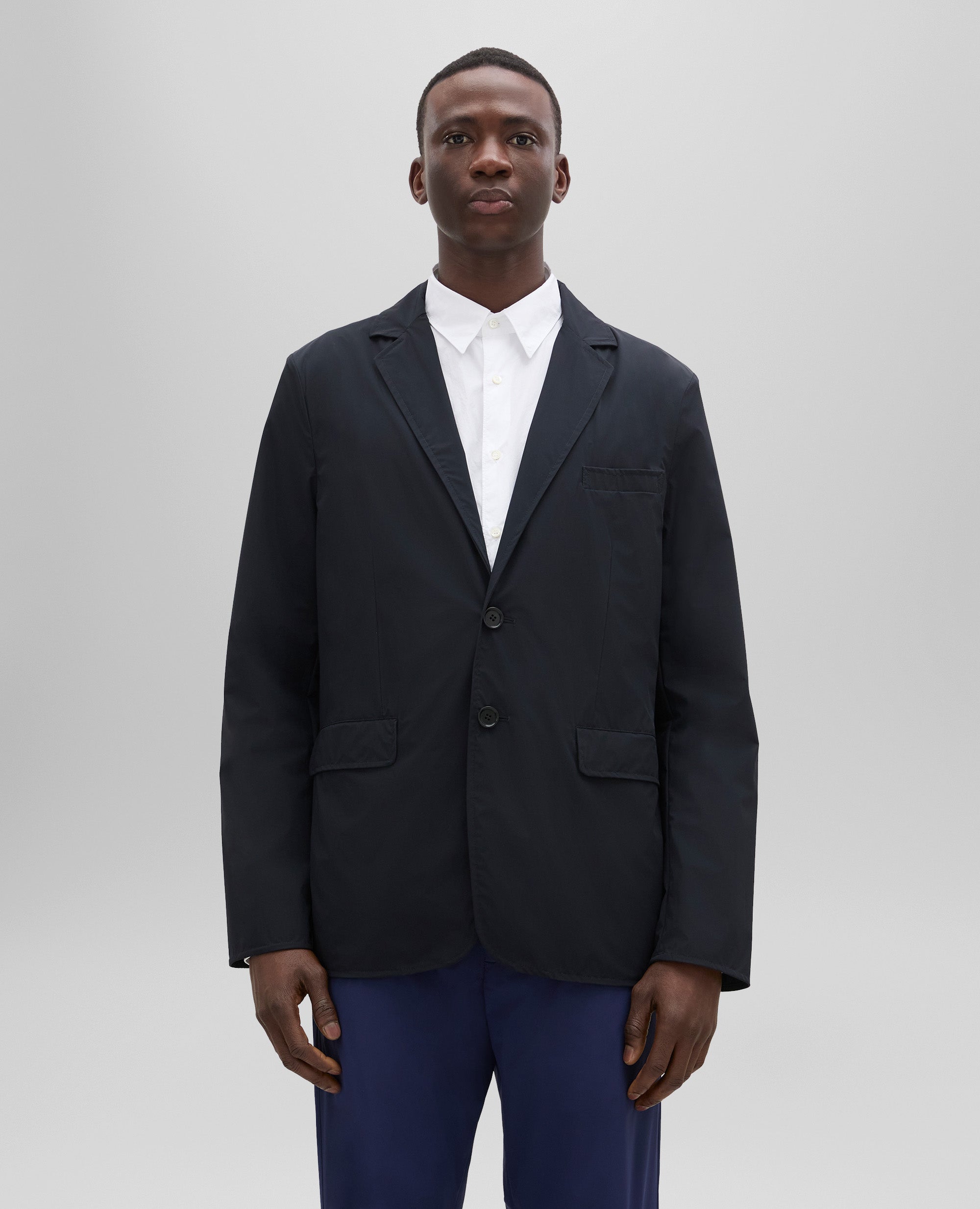 ジャケット・アウター ASPESI Sheridan Navy Nylon Trench Coat Ede & Ravenscroft | Sheridan Single Breasted Raincoat | Navy