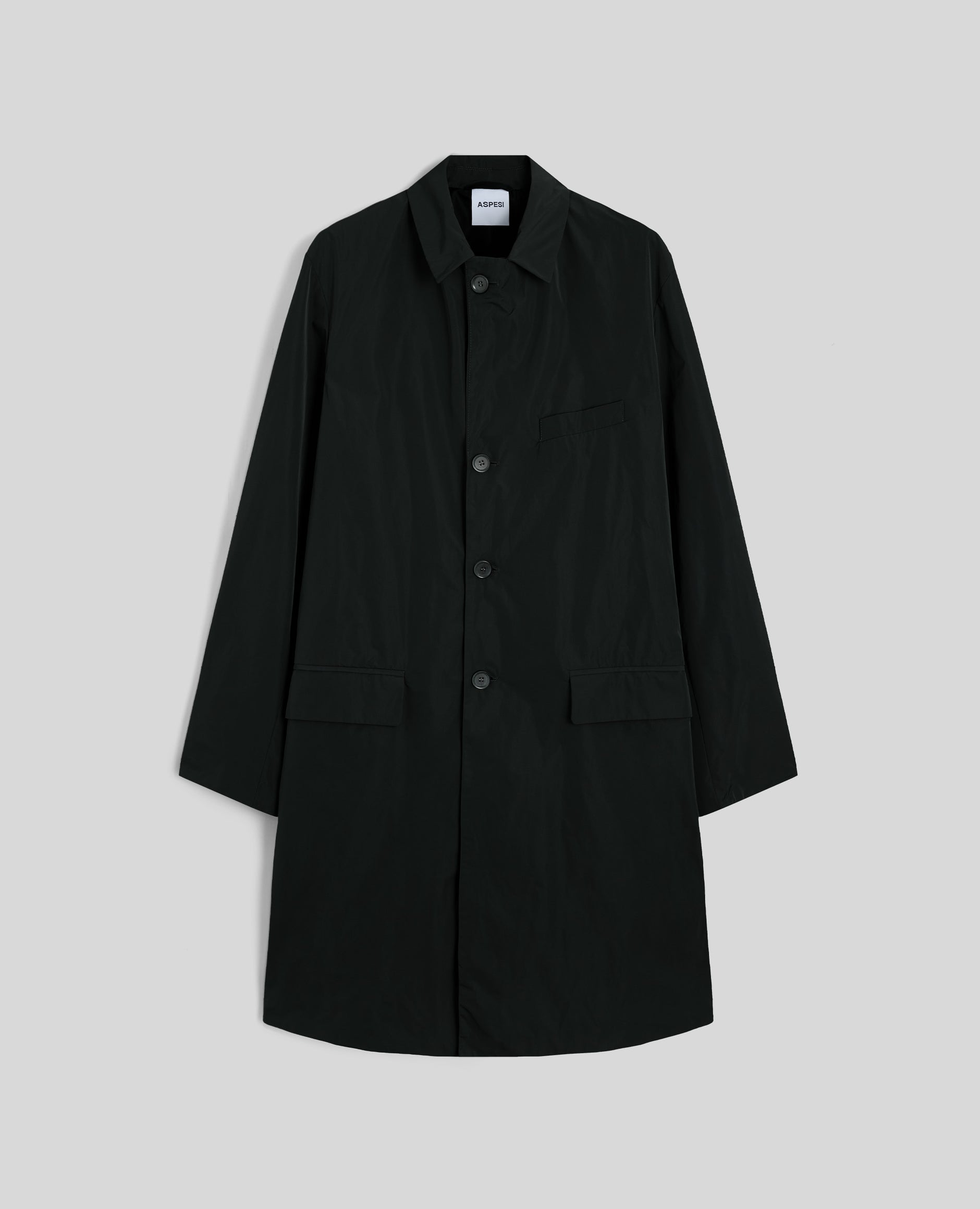 ジャケット・アウター ASPESI Sheridan Navy Nylon Trench Coat Water-repellent cotton and nylon double-breasted trench coat