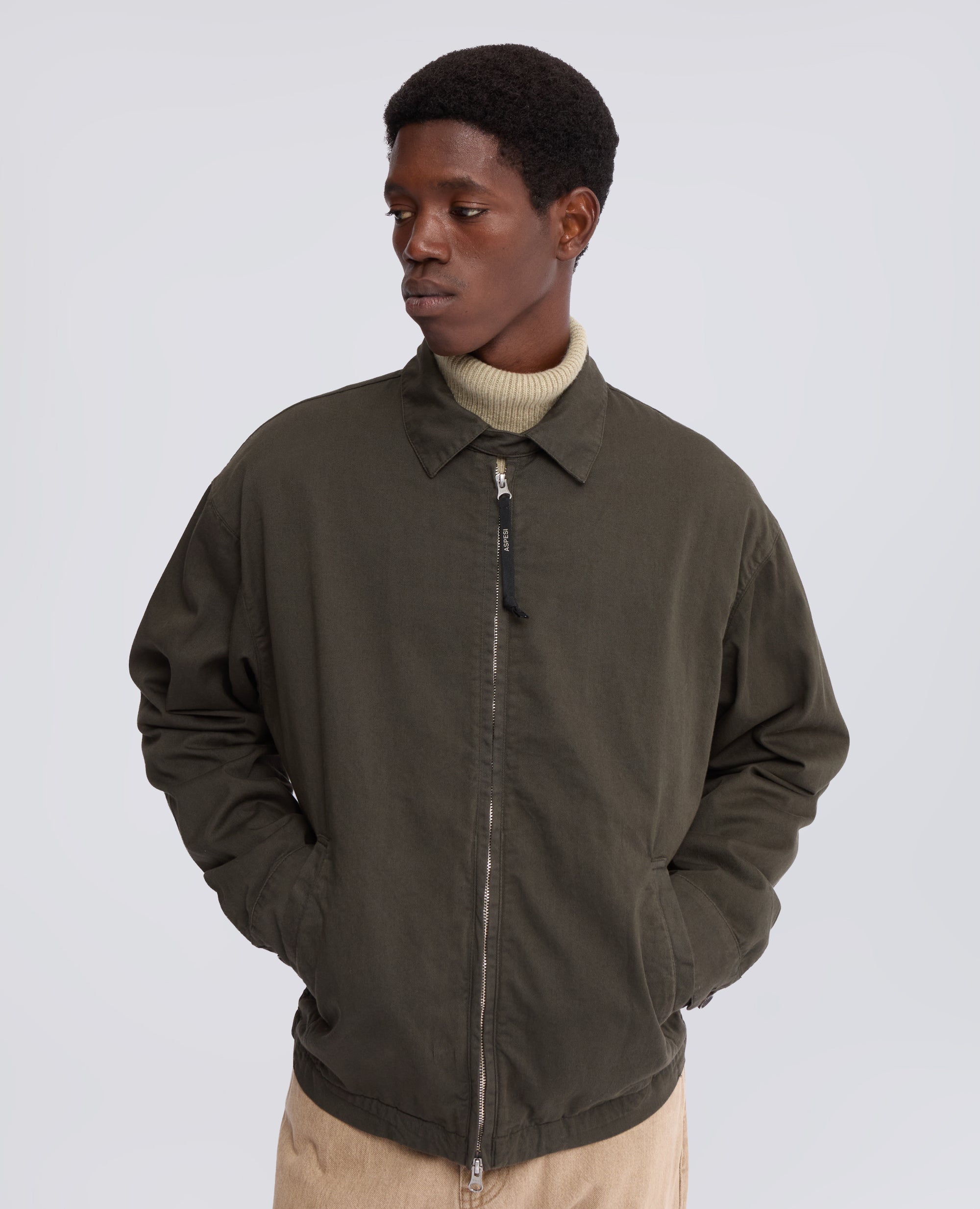CHAQUETA LAUREL DE GABARDINA DE ALGODON - VERDE - ASPESI
