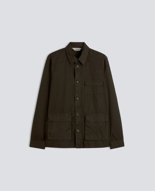 OVERSHIRT IN GABARDINE DI COTONE TINTO CAPO - VERDE - ASPESI