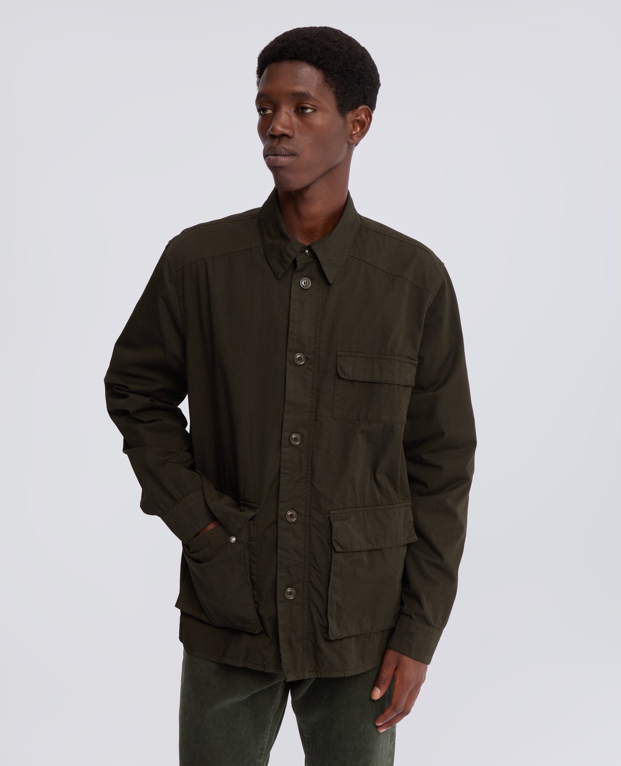 OVERSHIRT IN GABARDINE DI COTONE TINTO CAPO - VERDE - ASPESI
