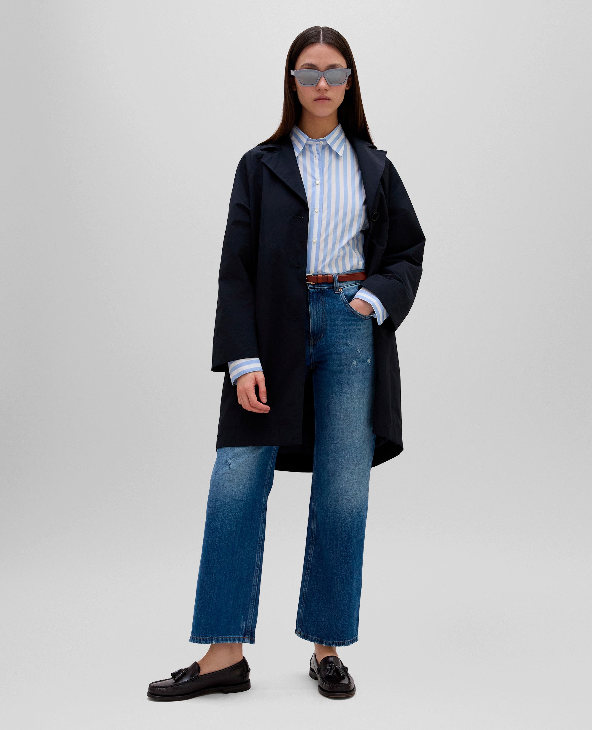 SOPRABITO KAIAH IN TELA DI MISTO COTONE-BLU NAVY-NAVY BLUE-AZUL MARINO-MARINEBLAU-BLEU MARINE