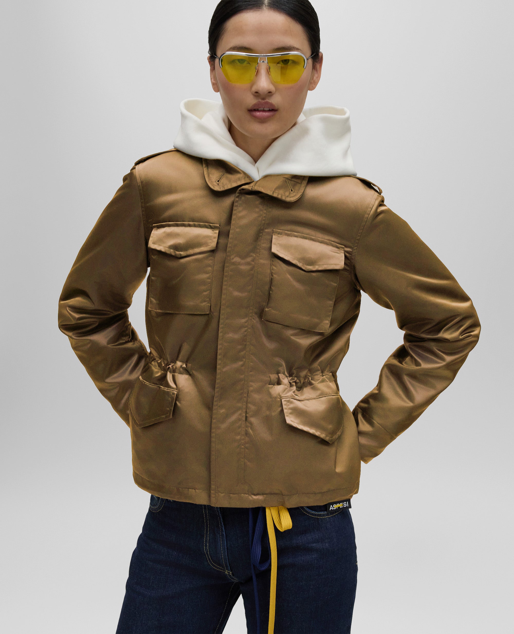 FIELD JACKET IN RASO BOMBER POLIAMMIDE IDROREPELLENTE-NOCCIOLA-BROWN-NOCCIOLA-NOCCIOLA-NOCCIOLA