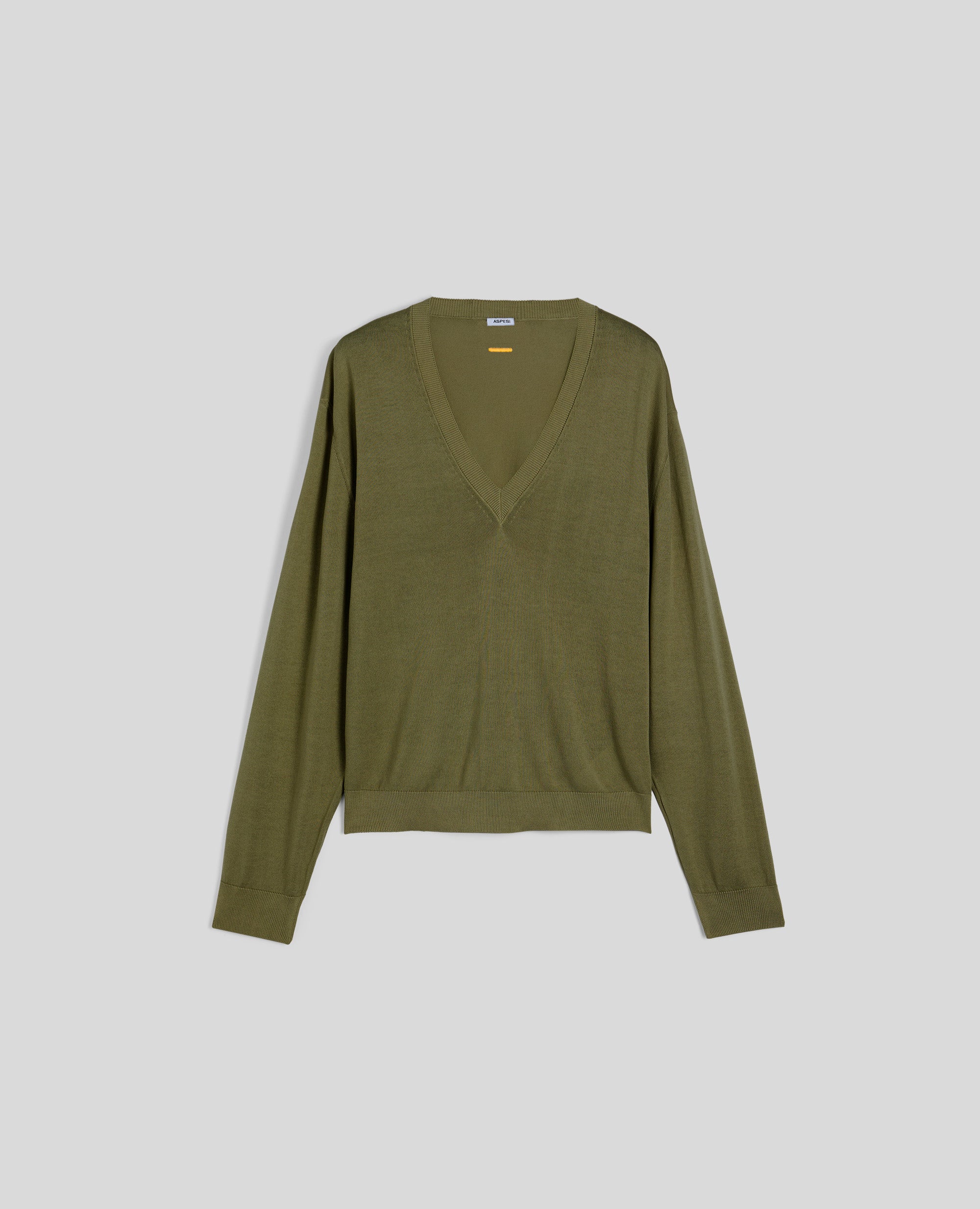 MAGLIA IN COTONE CON SCOLLO A V-MILITARE-MILITARY-MILITAR-MILITAR-MILITAIRE