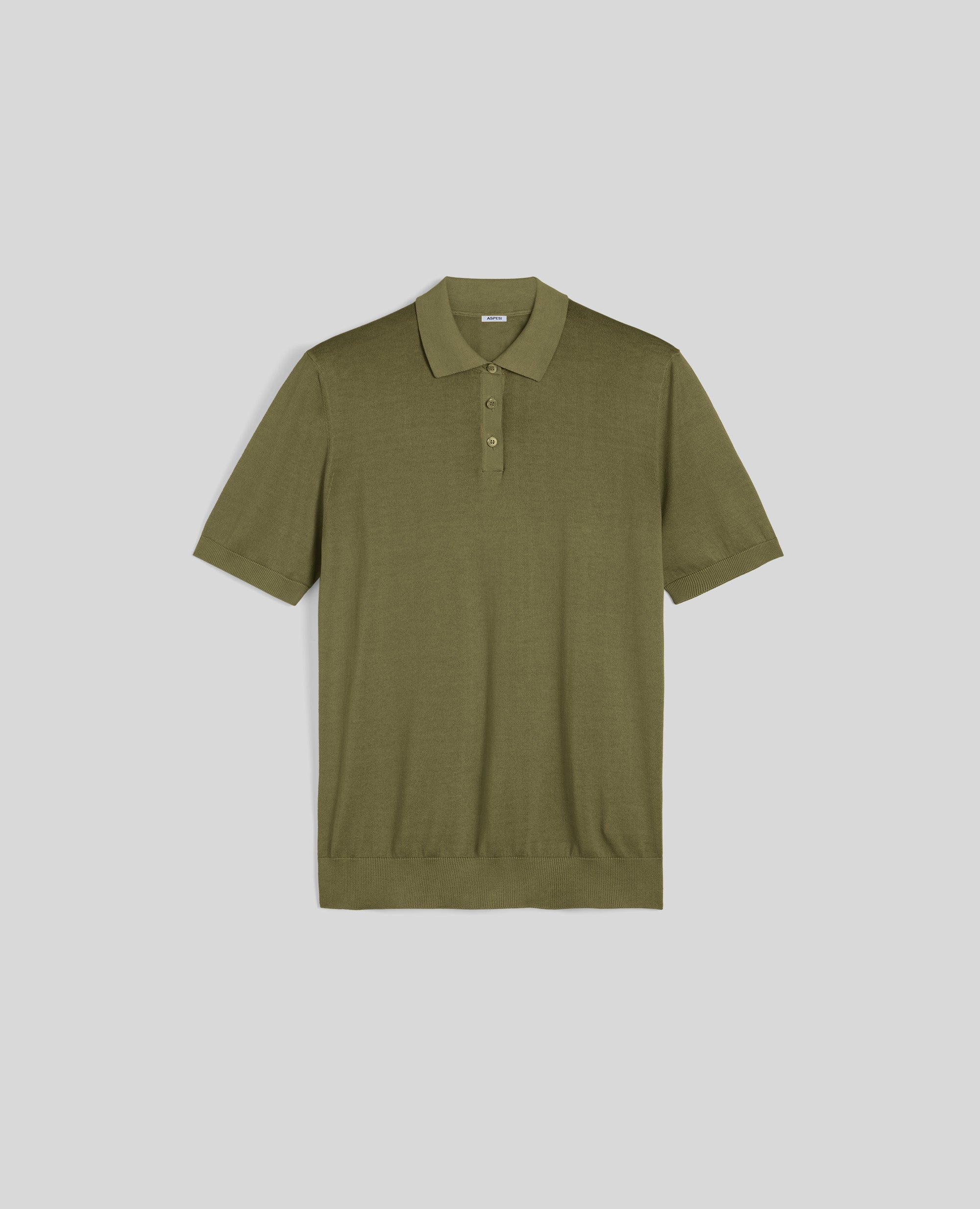 POLO IN COTONE CON BOTTONI IN MADREPERLA-MILITARE-MILITARY-MILITAR-MILITAR-MILITAIRE
