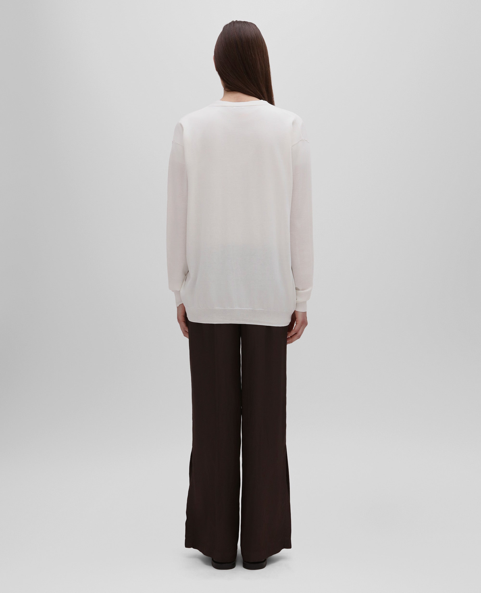 CARDIGAN IN MAGLIA DI MISTO COTONE, SETA E LINO-BIANCO-WHITE-BLANCO-WEISS-BLANC