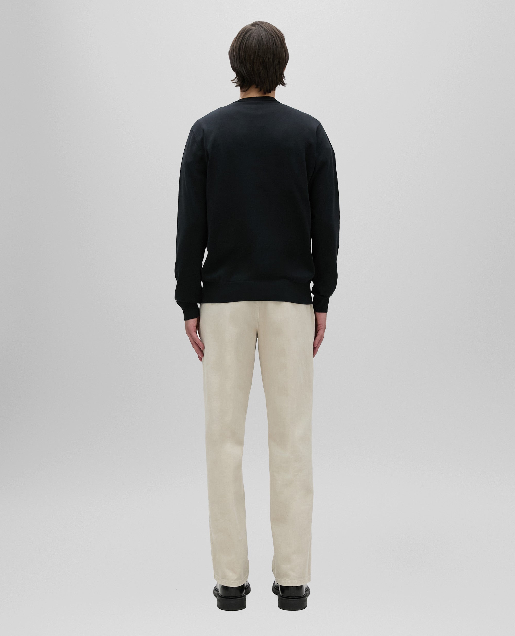 MAGLIA GIROCOLLO IN COTONE-NERO-BLACK-NEGRO-SCHWARZ-NOIR