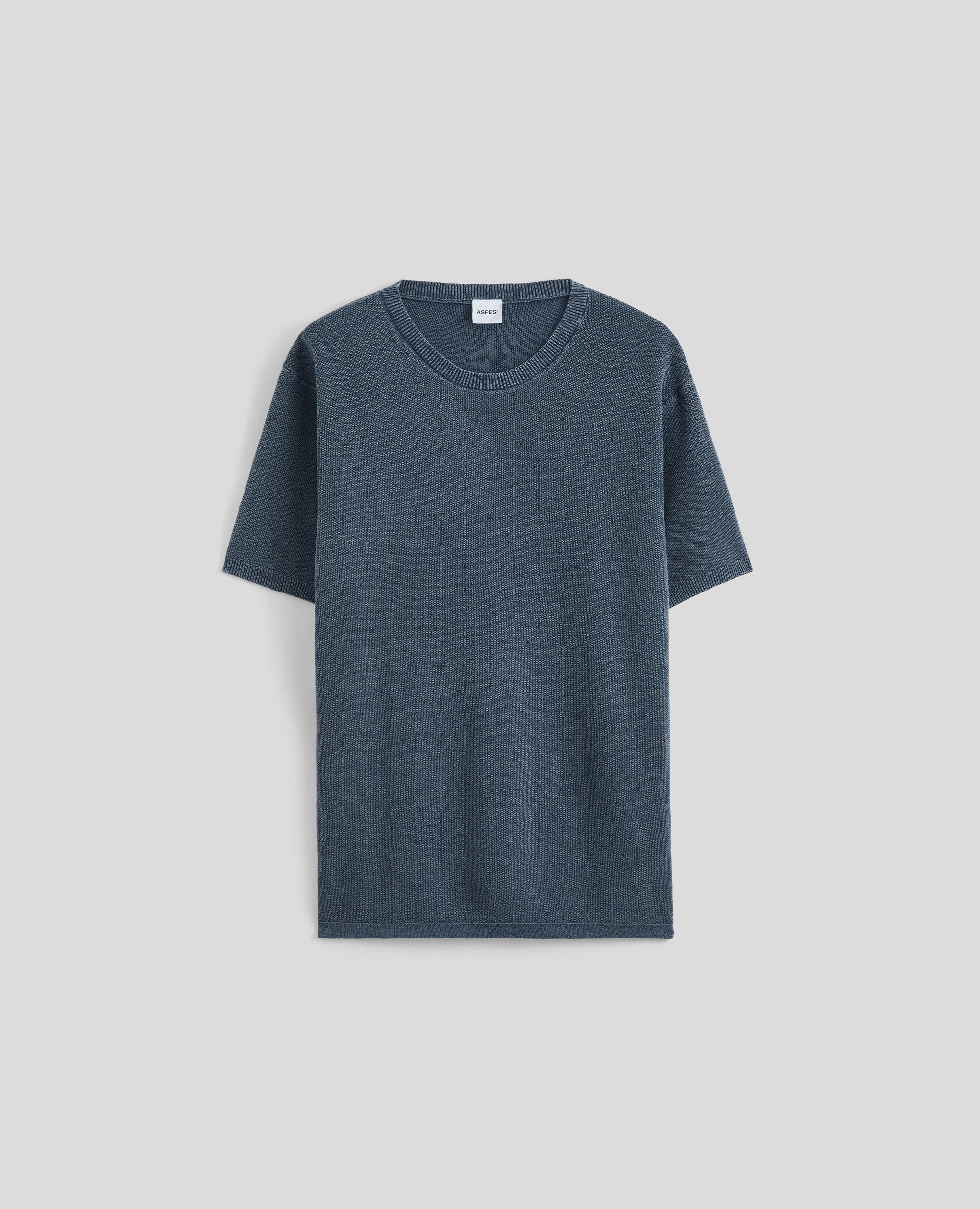 T-SHIRT IN MAGLIA DI COTONE-NAVY-NAVY-AZUL MARINO-NAVY-NAVY