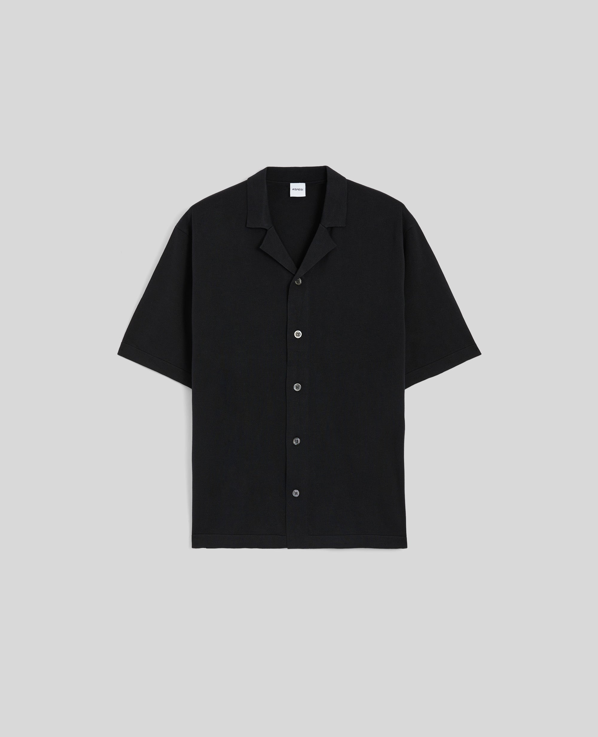 CAMICIA A MANICHE CORTE IN MAGLIA-NERO-BLACK-NEGRO-SCHWARZ-NOIR