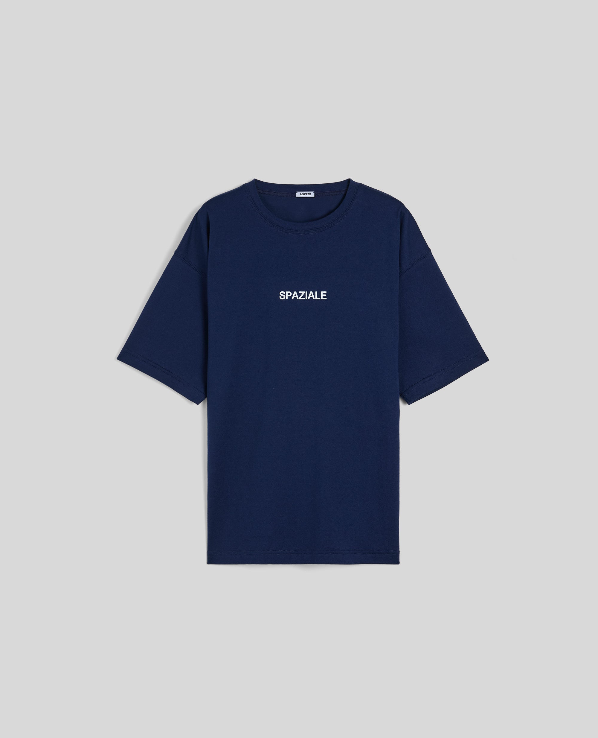 T-SHIRT IN JERSEY CON STAMPA FRONTALE-BLU-BLUE-AZUL-BLAU-BLEU