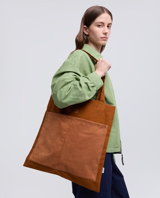 BORSA SHOPPING IN FUSTAGNO DI COTONE PESANTE-RUGGINE-RUST ORANGE-AXIDO-ROSTORANGE-ROUILLE