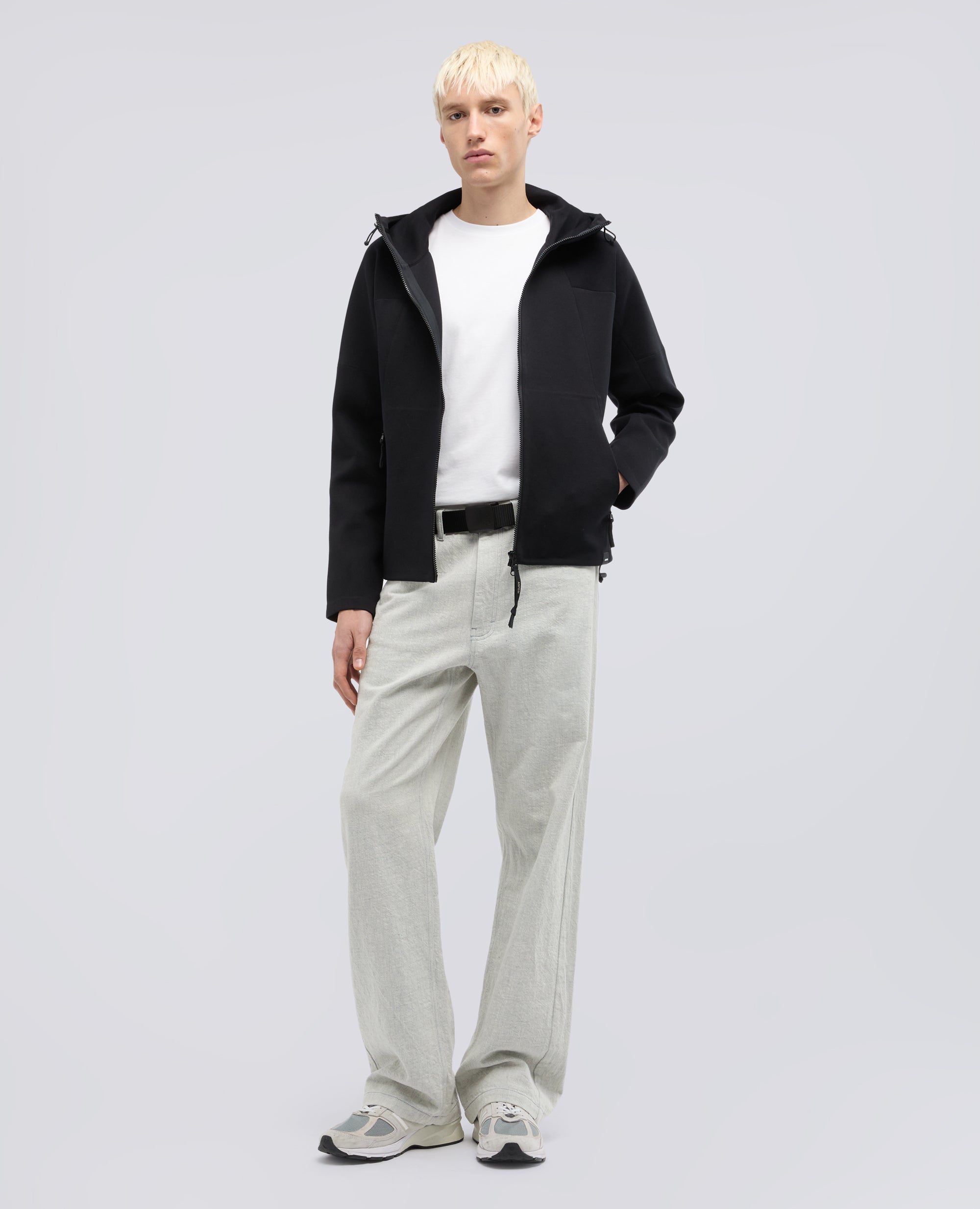 FELPA GIUBBOTTO IN SCUBA TECNICO COTONE E POLY-NERO-BLACK-NEGRO-SCHWARZ-NOIR