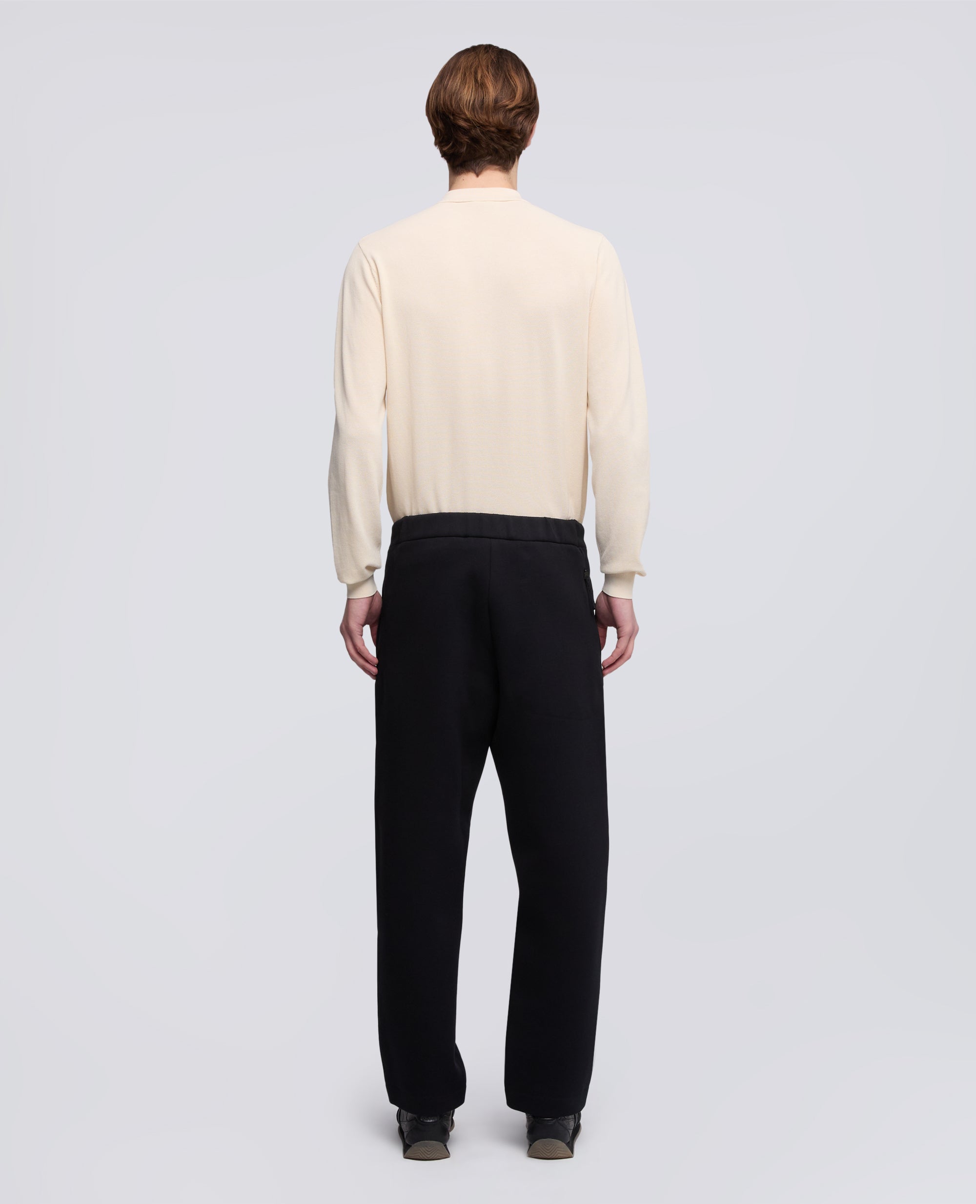 PANTALONE IN JERSEY DI COTONE DOPPIO-NERO-BLACK-NEGRO-SCHWARZ-NOIR