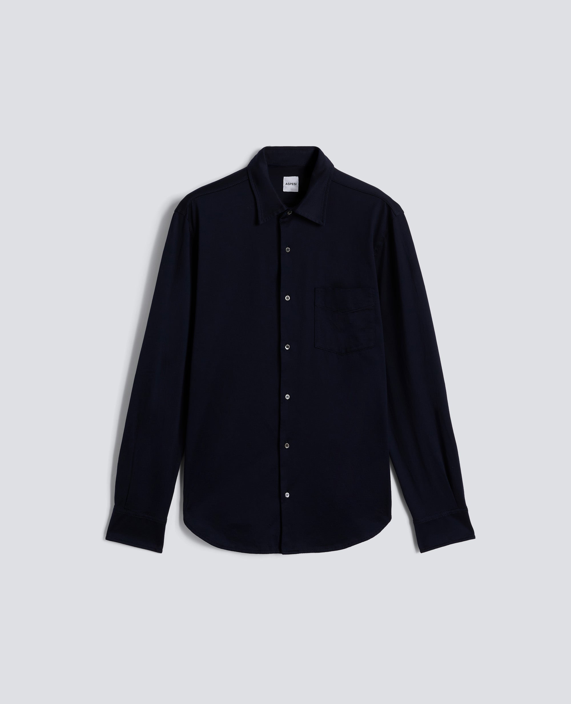 CAMICIA IN JERSEY DI COTONE-BLU-BLUE-AZUL-BLAU-BLEU