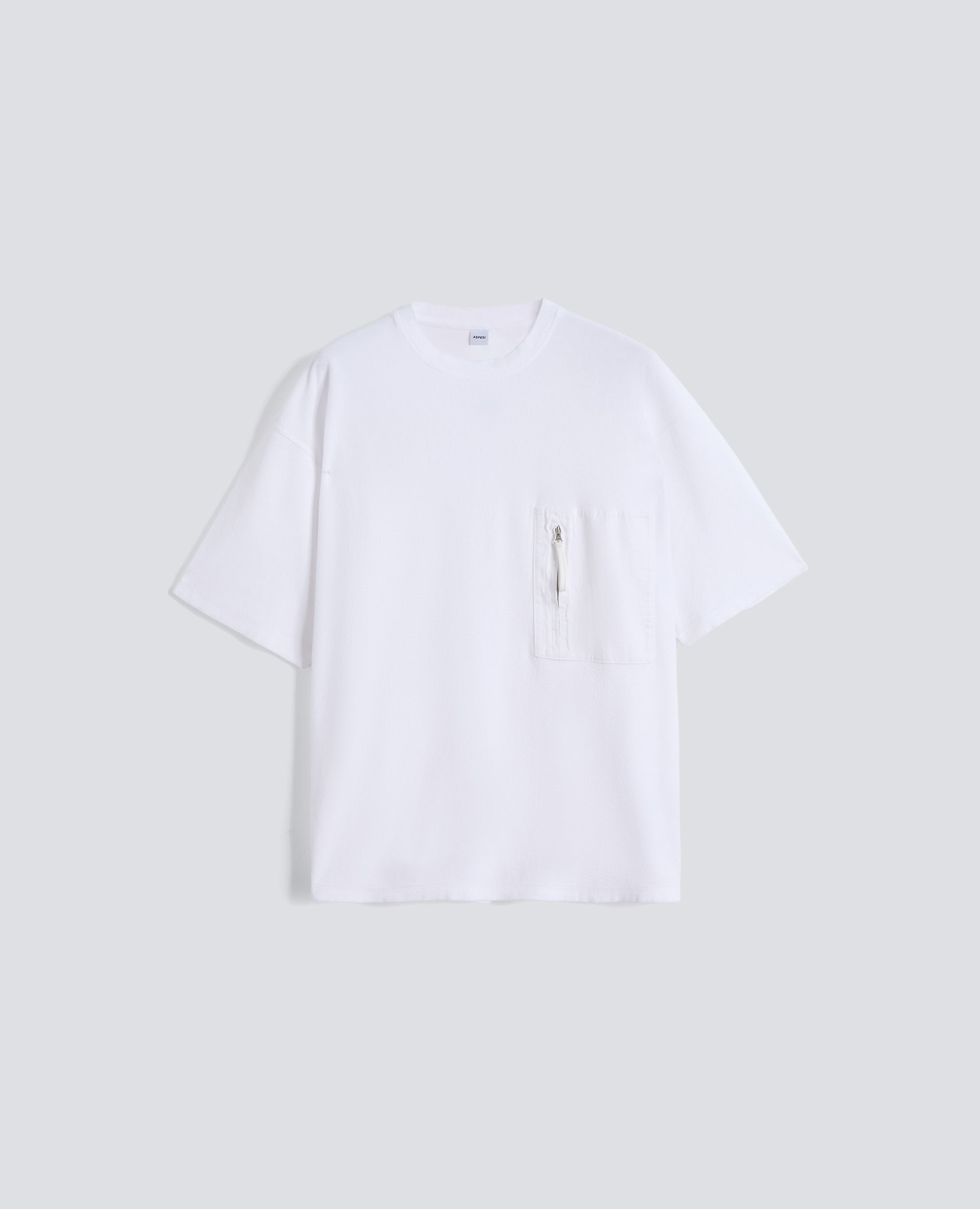 T-SHIRT IN JERSEY EFFETTO SPUGNA CON TASCHINO-BIANCO-WHITE-BLANCO-WEISS-BLANC