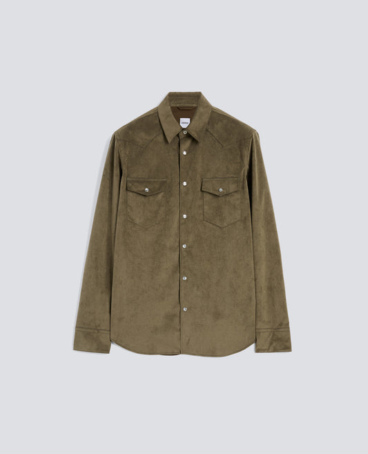 CAMICIA WEST IN ALCANTARA TECNICA-OLIVA-OLIVE-OLIVA-OLIVEGRUN-VERT OLIVE