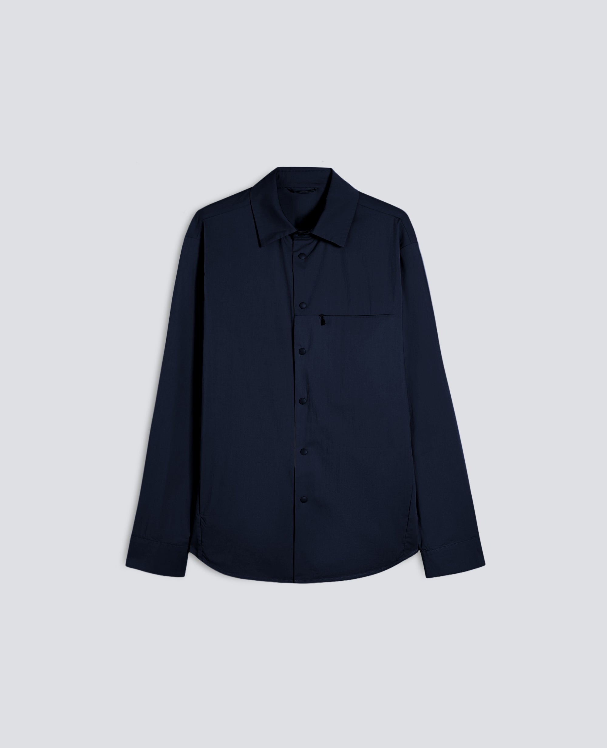 CAMICIA IN POPELINE COTONE-NYLON STRETCH-NAVY-NAVY-AZUL MARINO-NAVY-NAVY