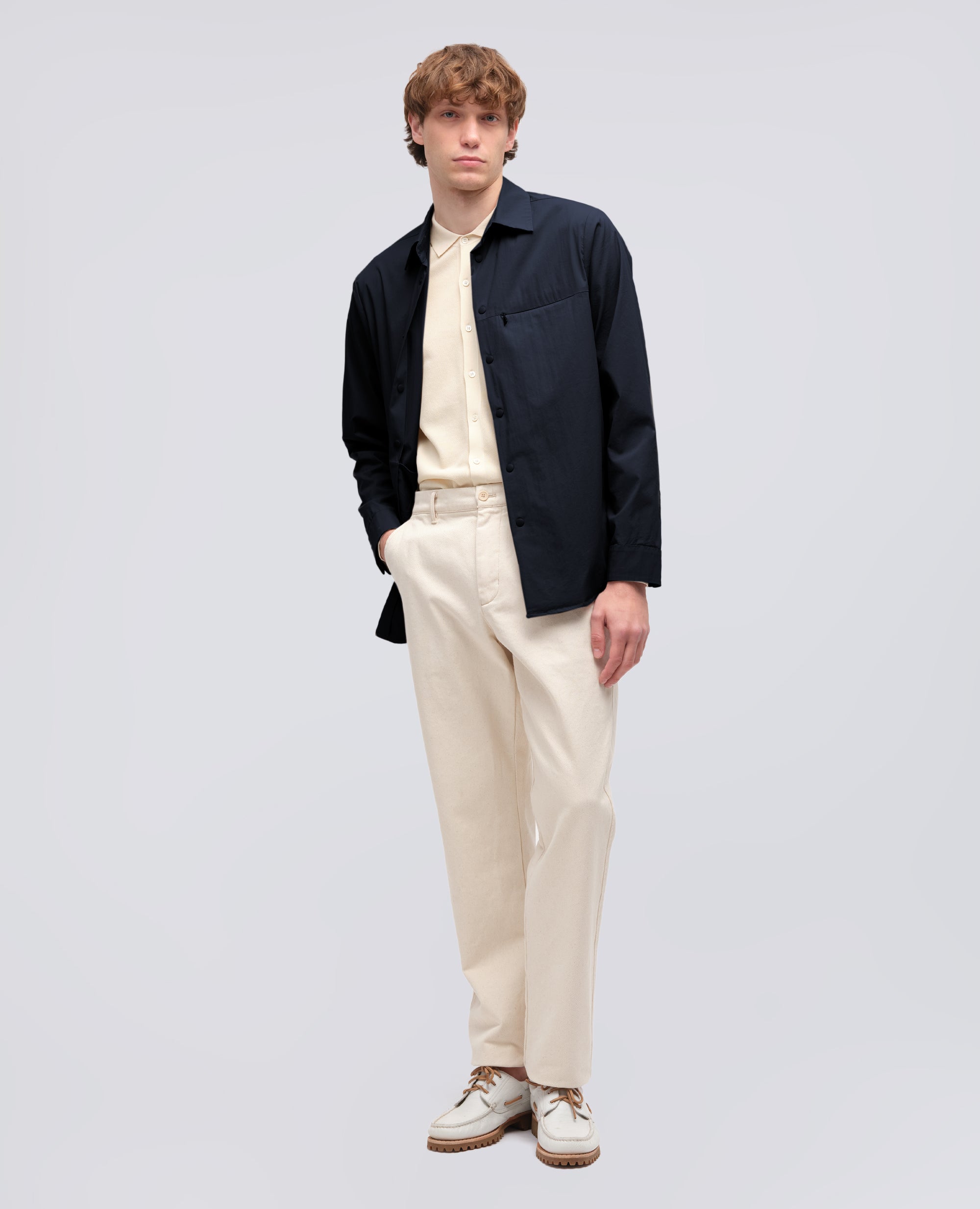 CAMICIA IN POPELINE COTONE-NYLON STRETCH-NAVY-NAVY-AZUL MARINO-NAVY-NAVY